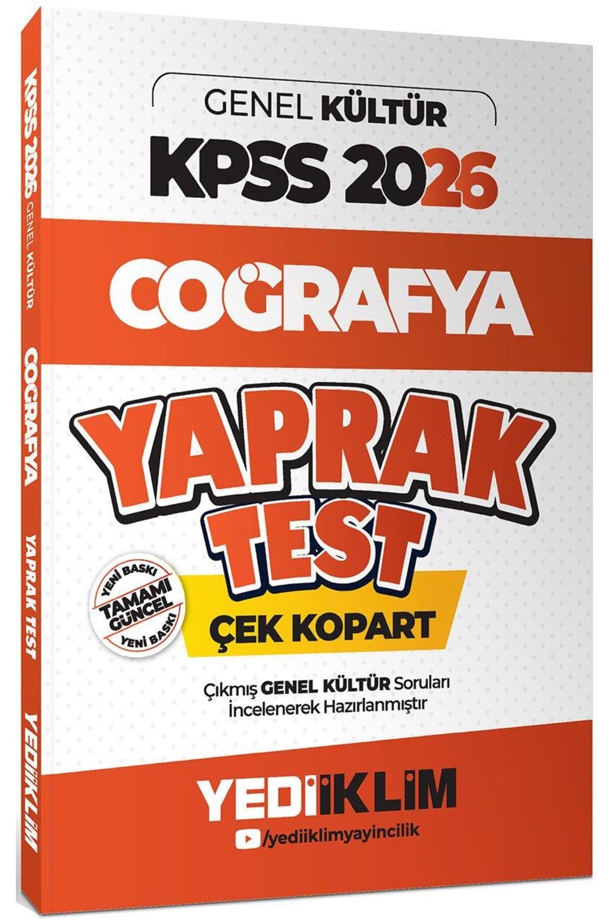 Yediiklim Yayınları 2026 Kpss Ags Genel Kültür Coğrafya Çek Kopart Yaprak Test