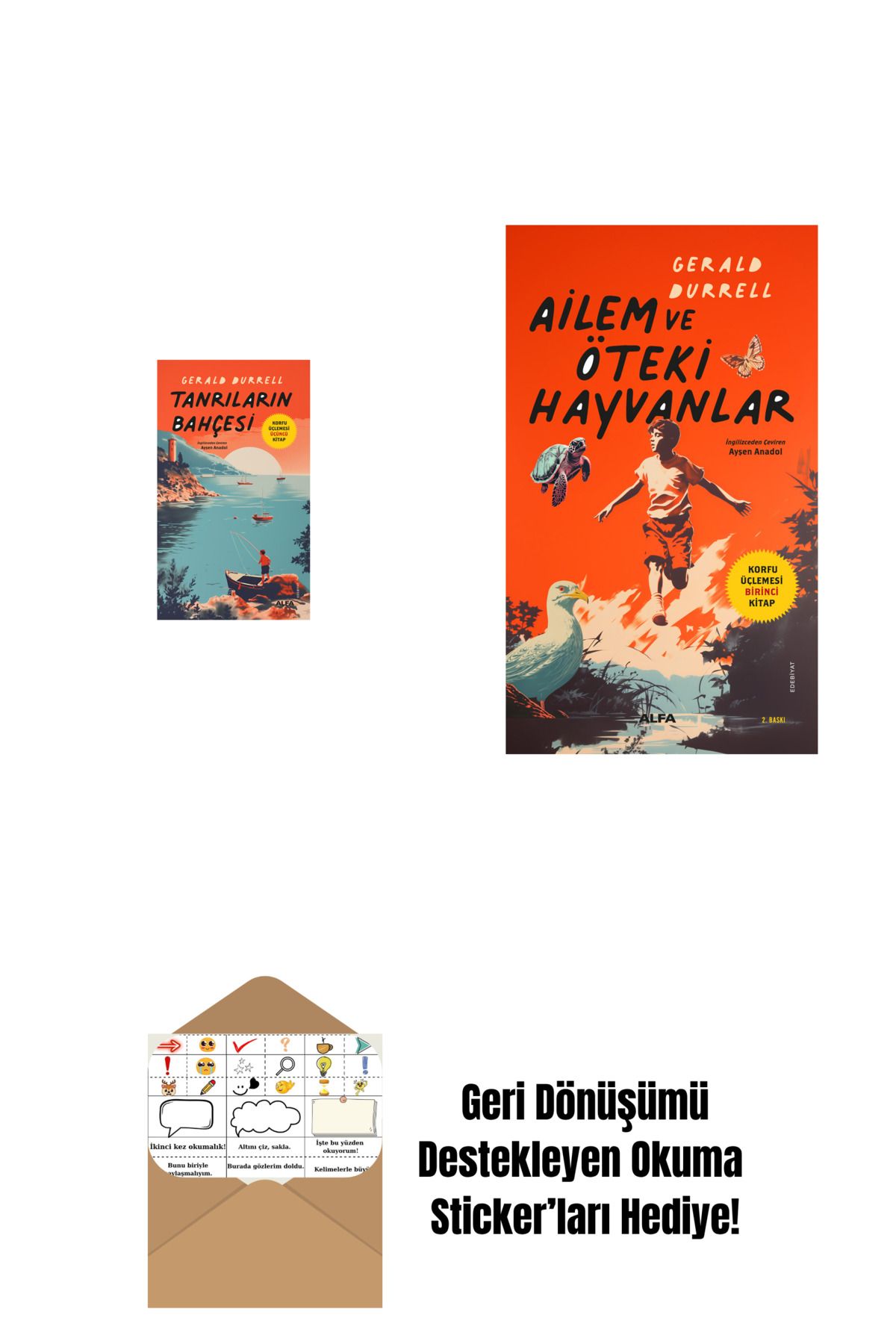 Alfa Yayınları Tanrıların Bahçesi + Ailem ve Öteki Hayvanlar + Okuma Sticker'ları