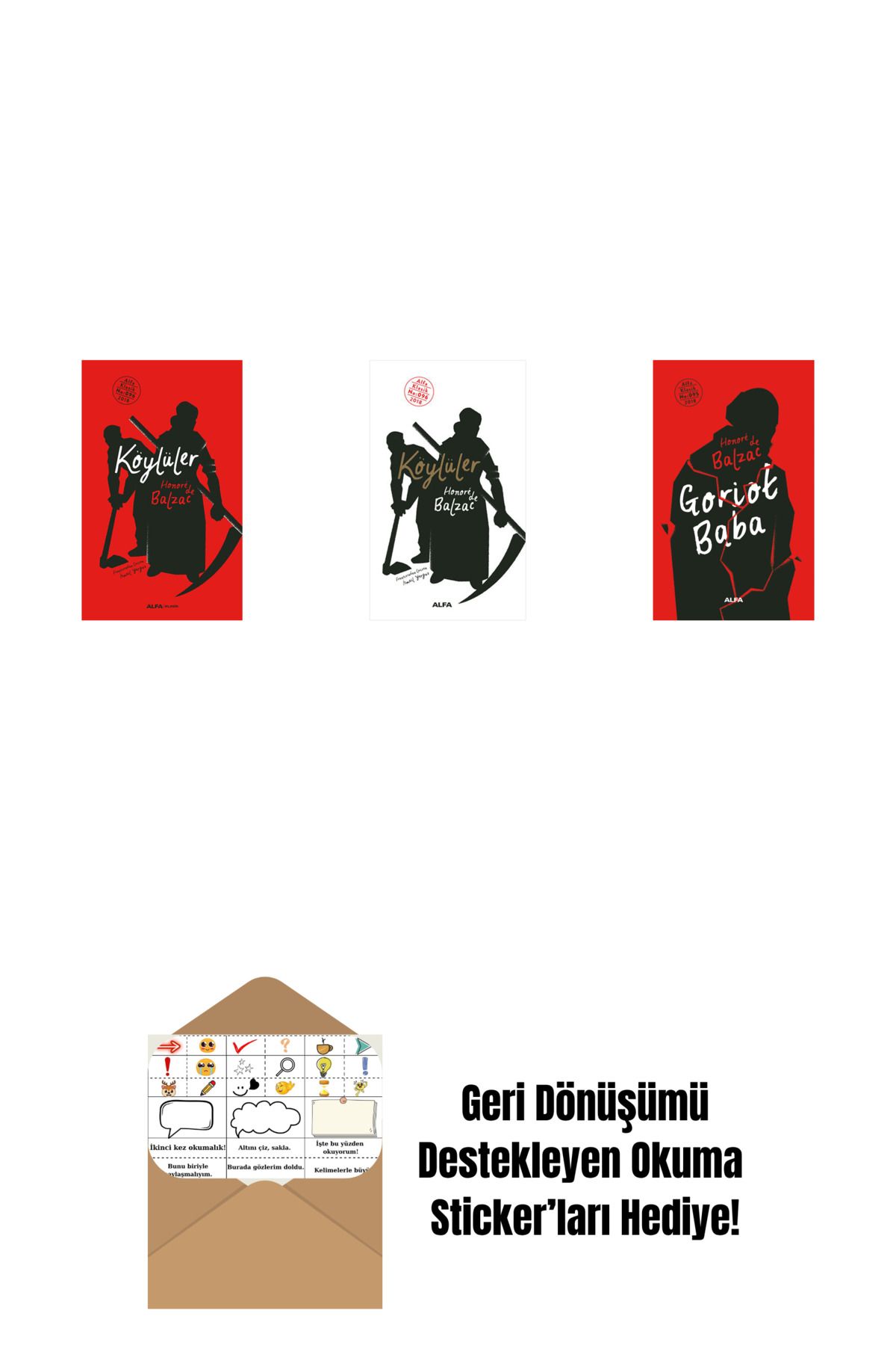 Alfa Yayınları Köylüler (Ciltli) + Köylüler + Goriot Baba (Ciltli) + Okuma Sticker'ları