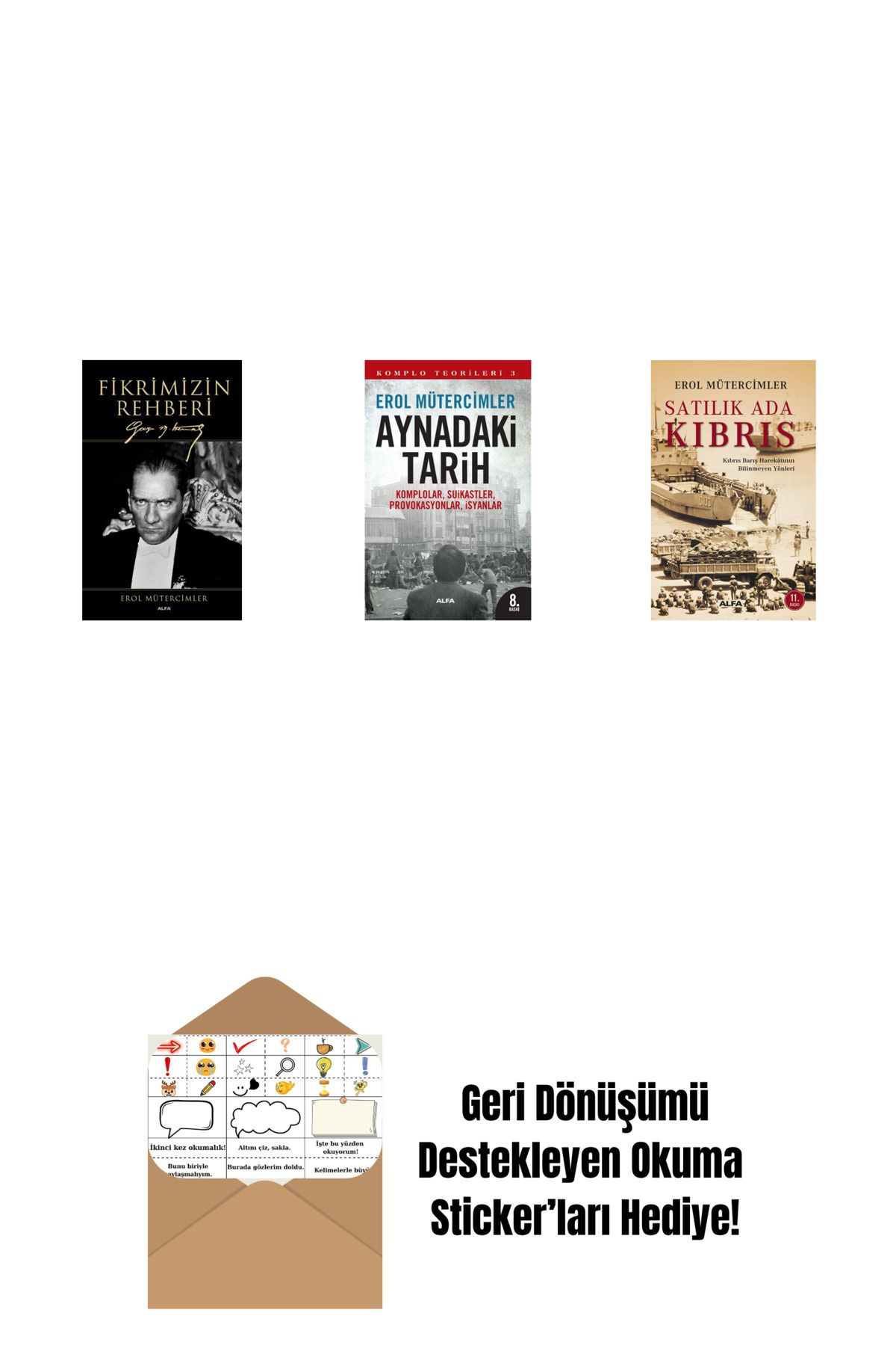 Alfa Yayınları Fikrimizin Rehberi (Ciltli) + Aynadaki Tarih + Satılık Ada Kıbrıs + Okuma Sticker'ları