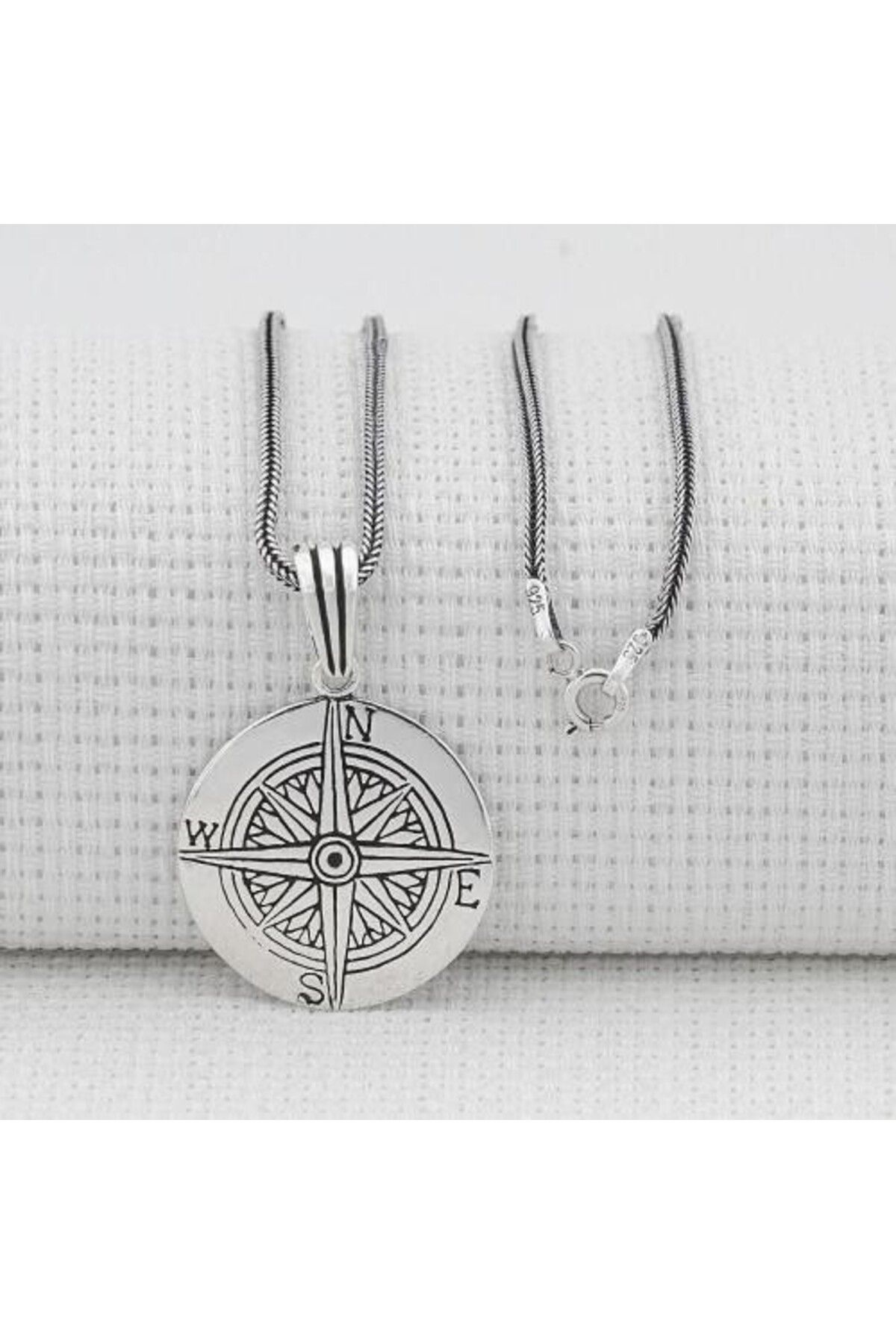shop Pusula Tasarımı 925 Ayar Gümüş Erkek Kolye