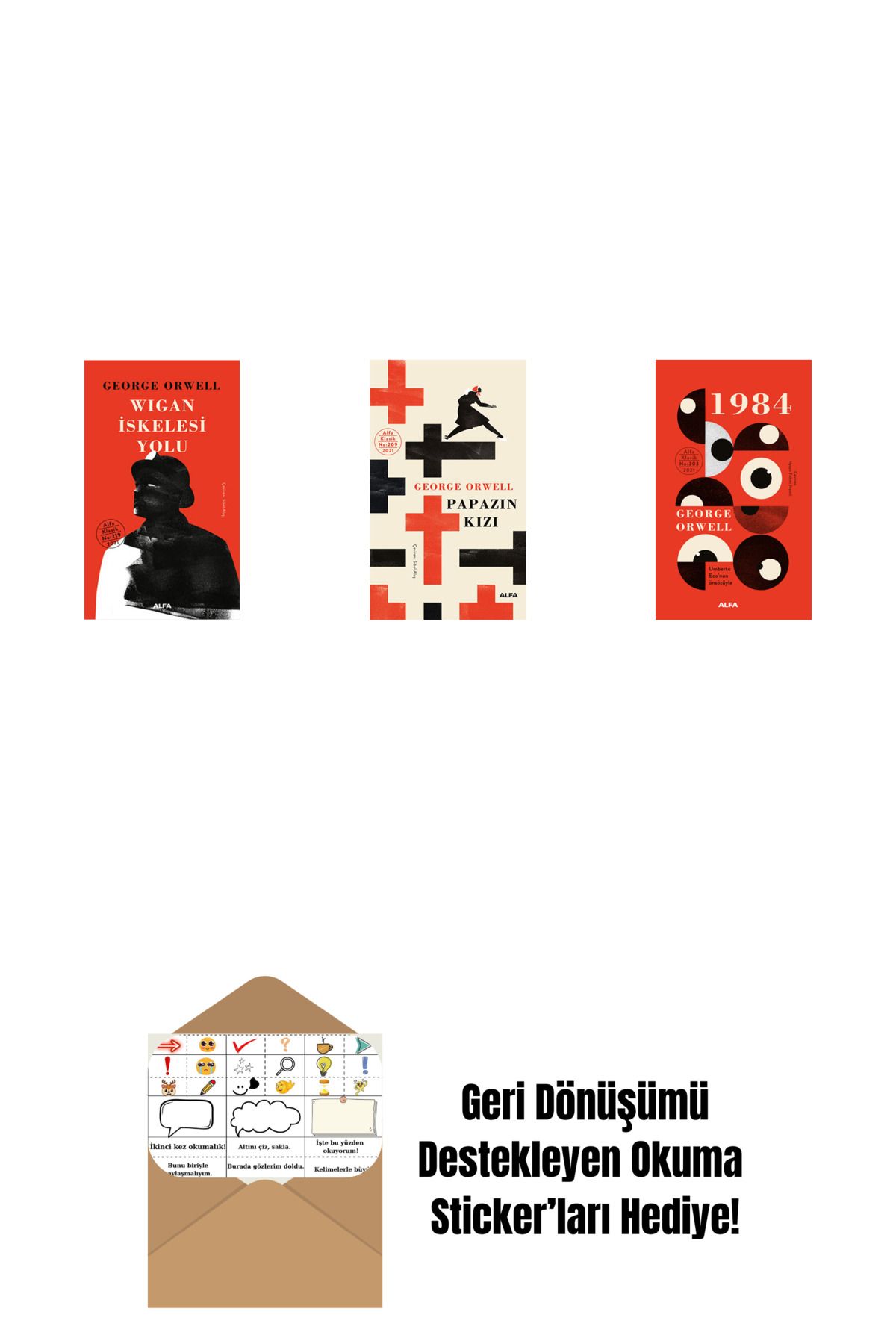 Alfa Yayınları Wigan İskelesi Yolu (Ciltli) + Papazın Kızı ( Ciltli ) + 1984 (Ciltli) + Okuma Sticker'ları