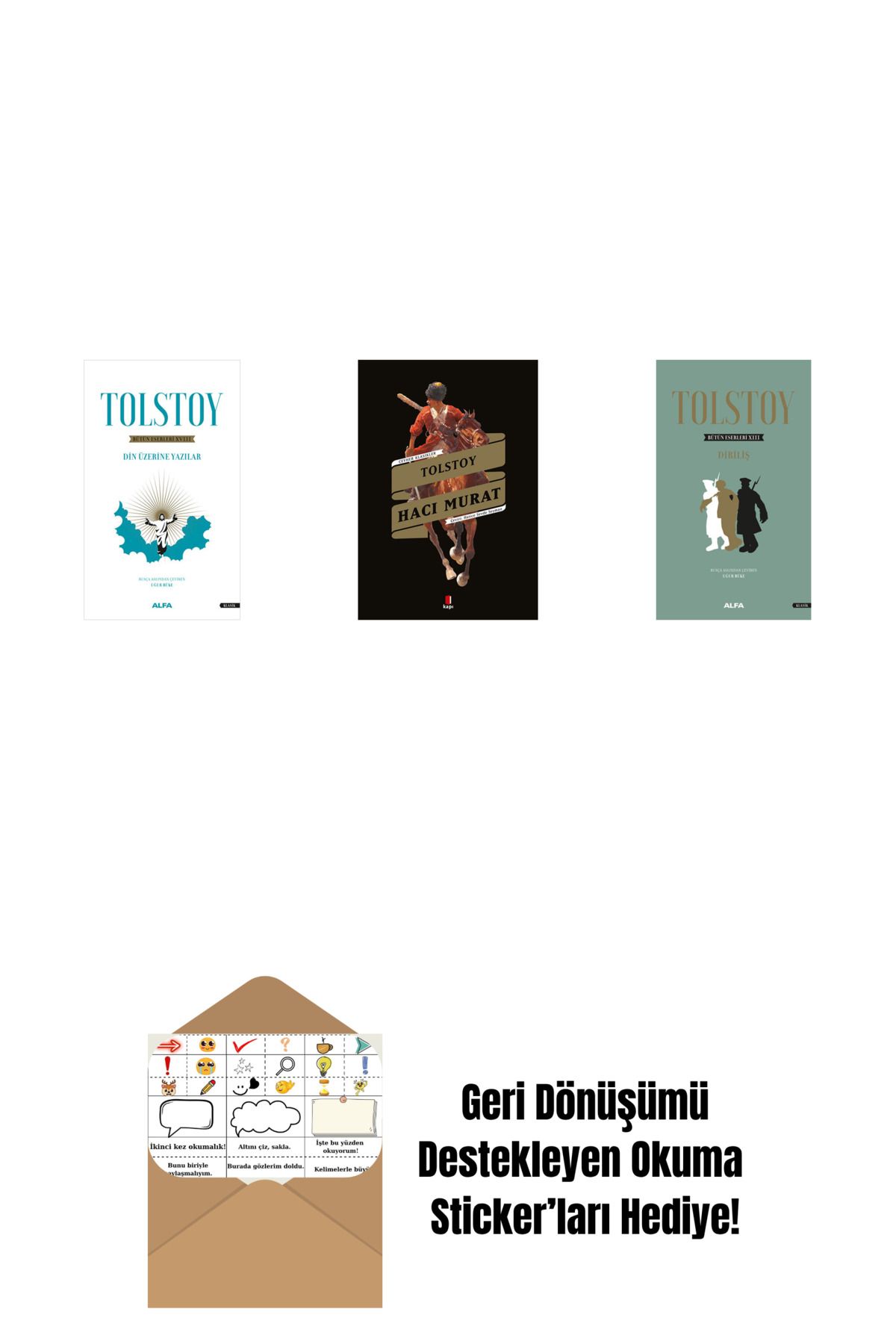 Alfa Yayınları Tolstoy Bütün Eserleri 18 + Hacı Murat + Tolstoy Bütün Eserleri 13 (Ciltli) + Okuma Sticker'ları