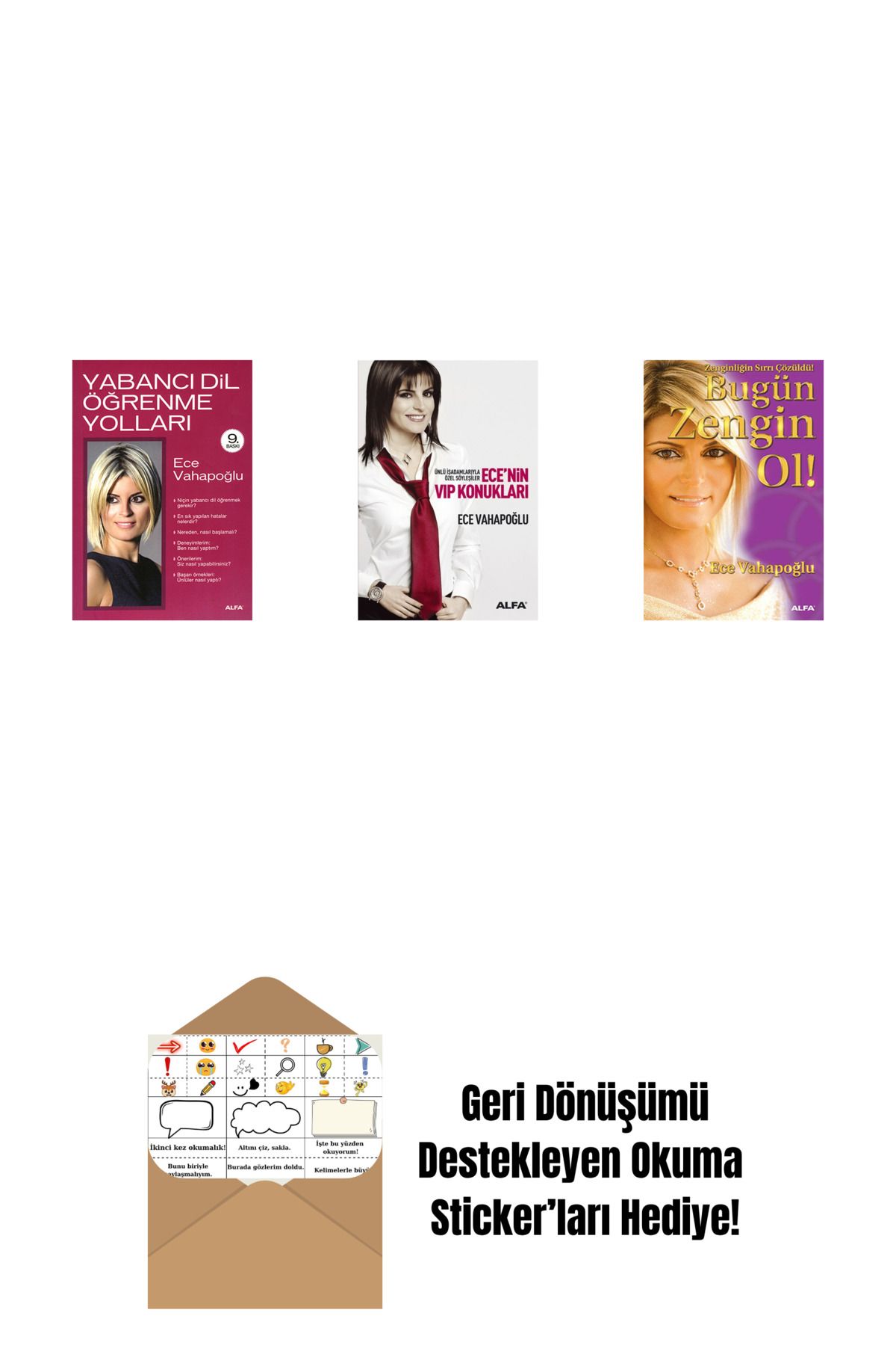Alfa Yayınları Yabancı Dil Öğrenme Yolları + Ece'nin VIP Konukları + Bugün Zengin Ol ! + Okuma Sticker'ları