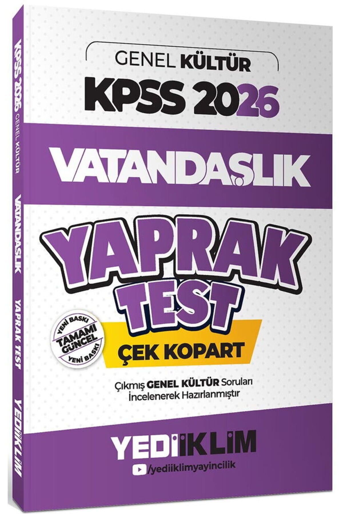 Yediiklim Yayınları 2026 Kpss Genel Kültür Vatandaşlık Çek Kopart Yaprak Test