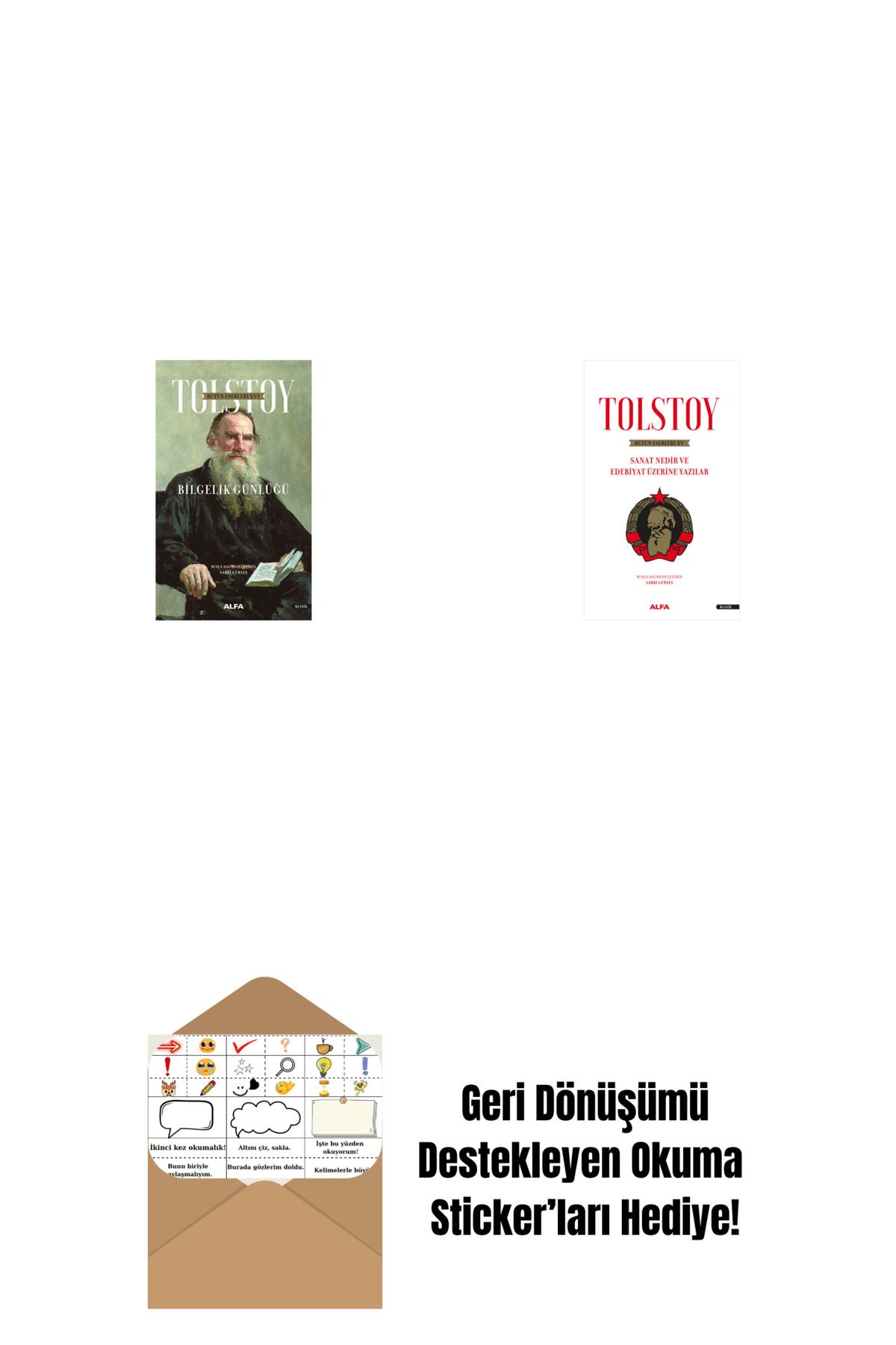 Alfa Yayınları Tolstoy Bütün Eserleri 16 + Tolstoy Bütün Eserleri 15 + Okuma Sticker'ları