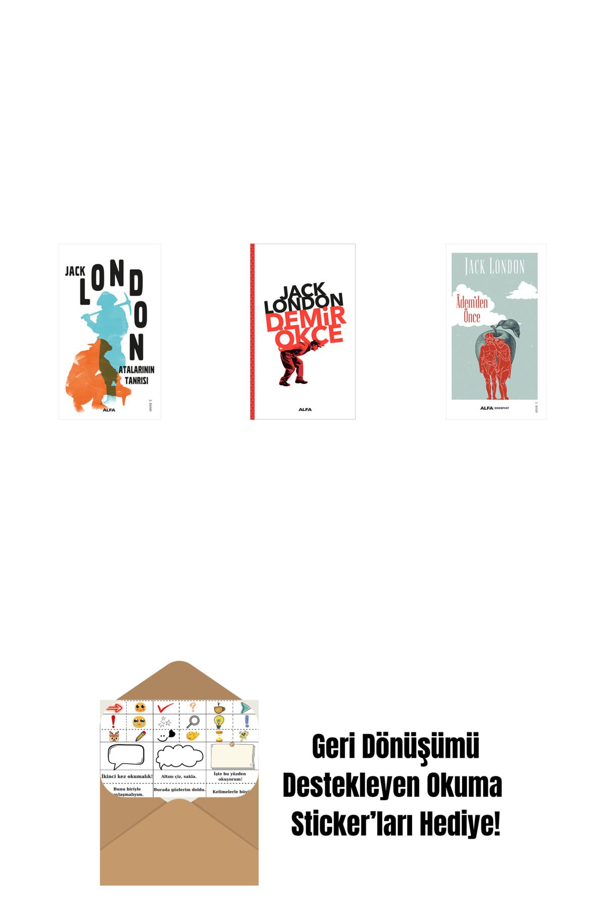 Alfa Yayınları Atalarının Tanrısı + Demir Ökçe + Âdem'den Önce + Okuma Sticker'ları