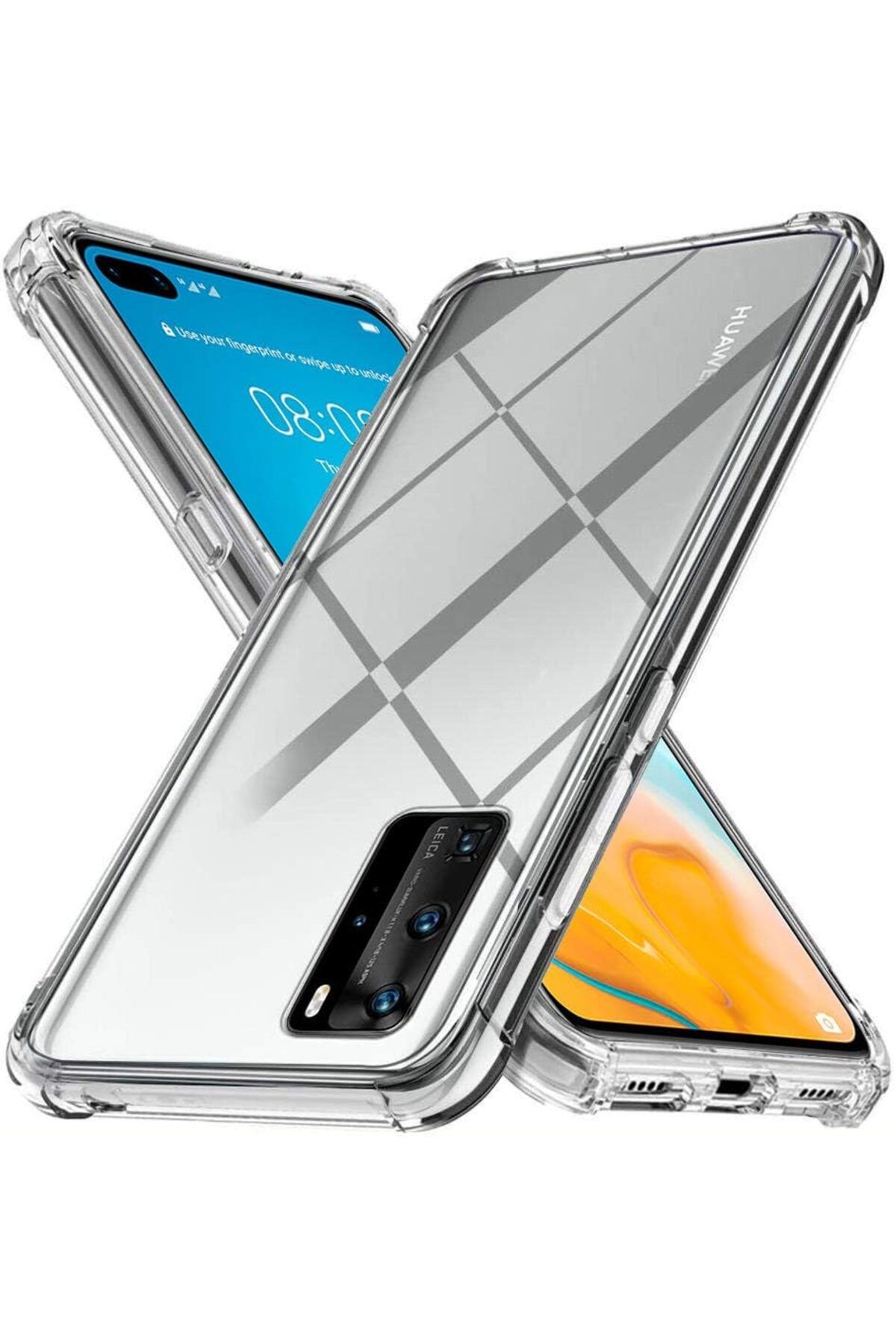 Ehr. Huawei P40 Pro Uyumlu Darbe Önleyici Sararmaya Dayanıklı Airbag Korumalı Ultra Slim TPU Şeffaf Silik
