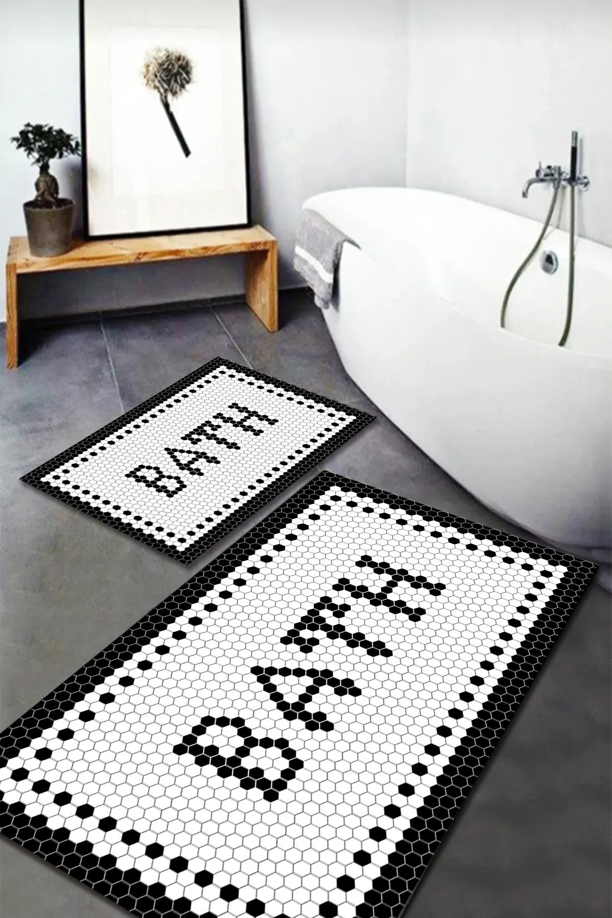 FOREVER ALDORA Banyo Paspas Takımı 2'li Set Kaymaz Tabanlı Yıkanabilir OS219