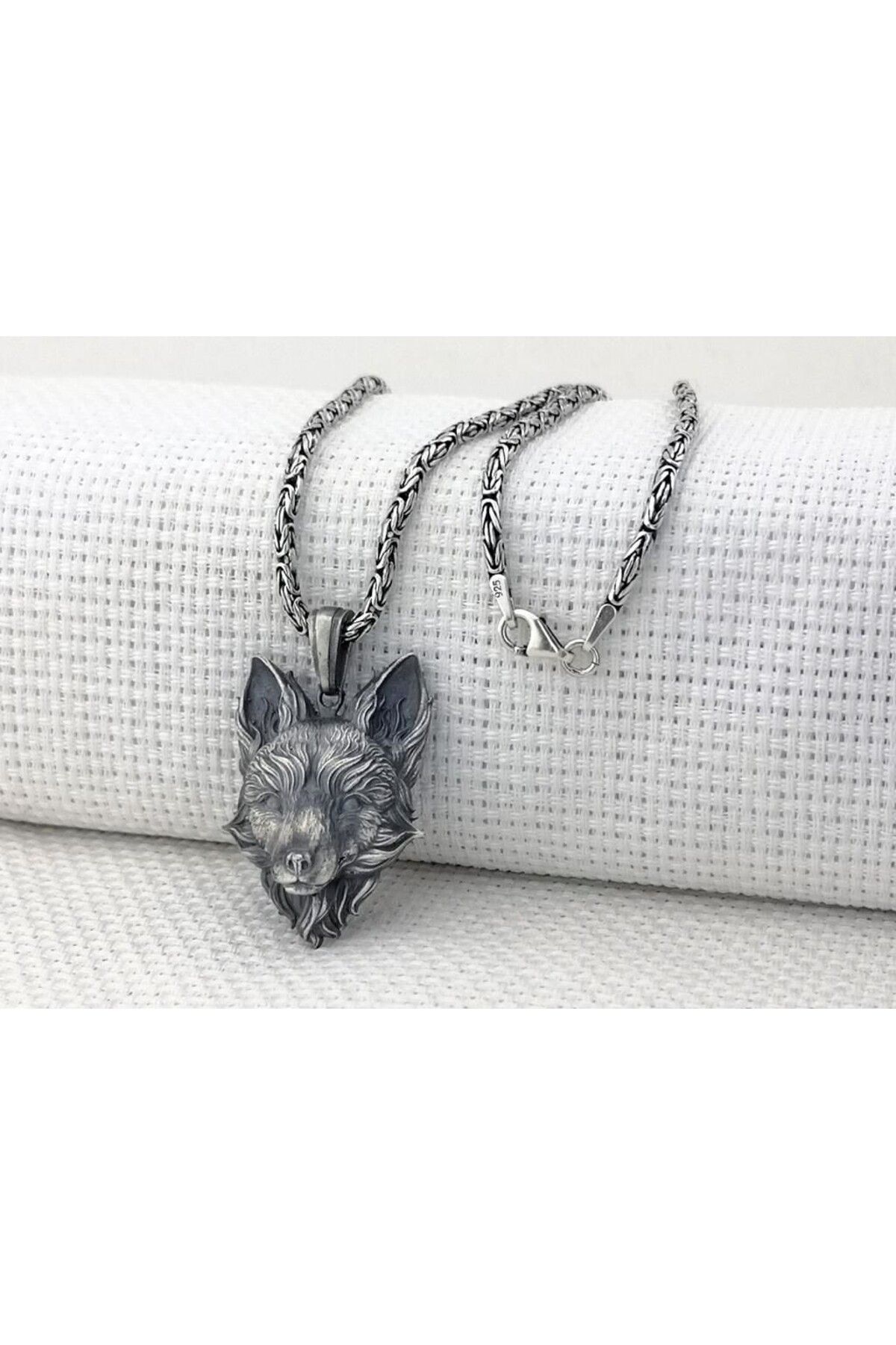 shop Tilki Üç Boyutlu Kral Zincir 925 Ayar Gümüş Erkek Kolye