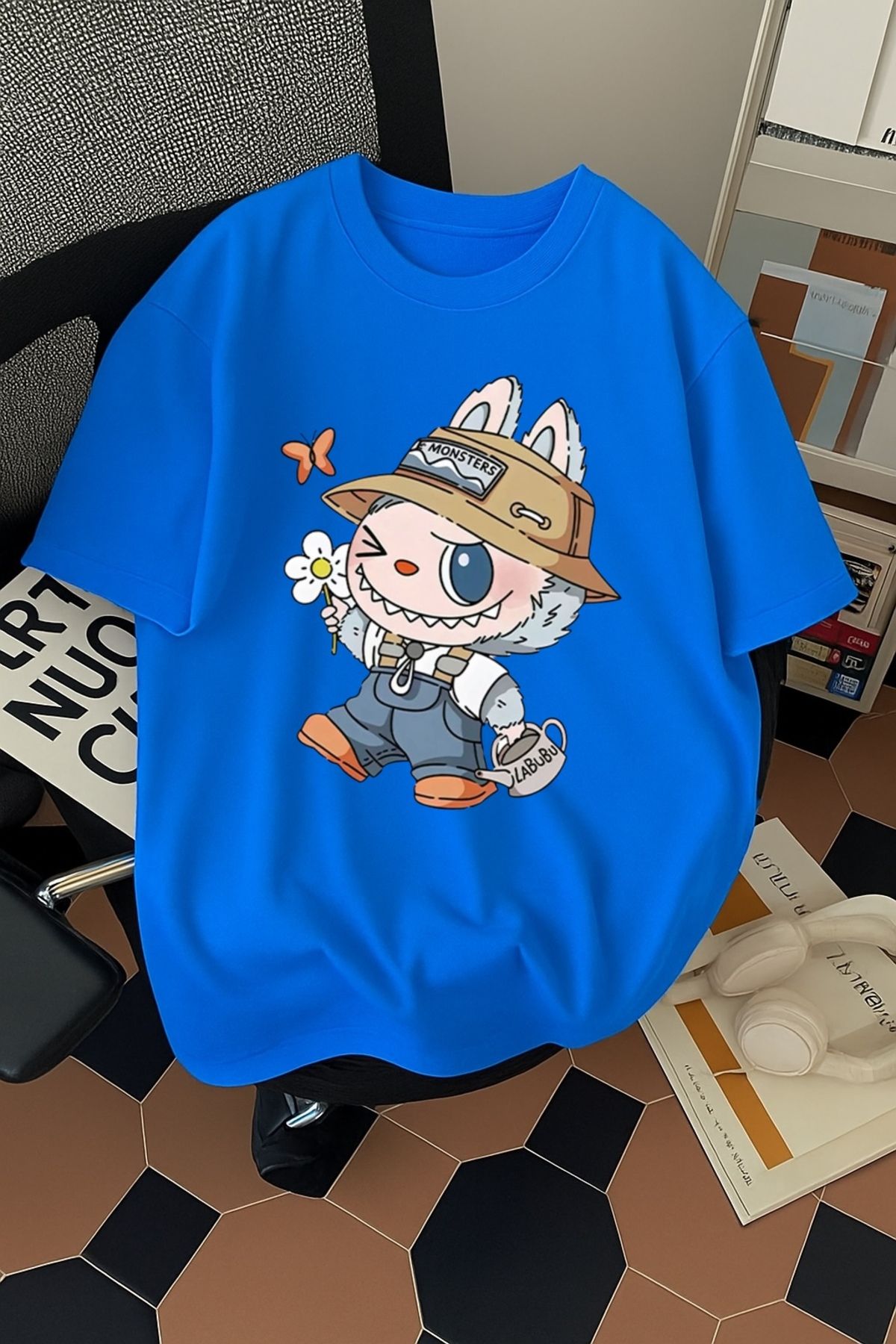 SOHR Unisex Erkek/Kadın Labubu Renkli Baskılı Oversize Pamuklu T-Shirt
