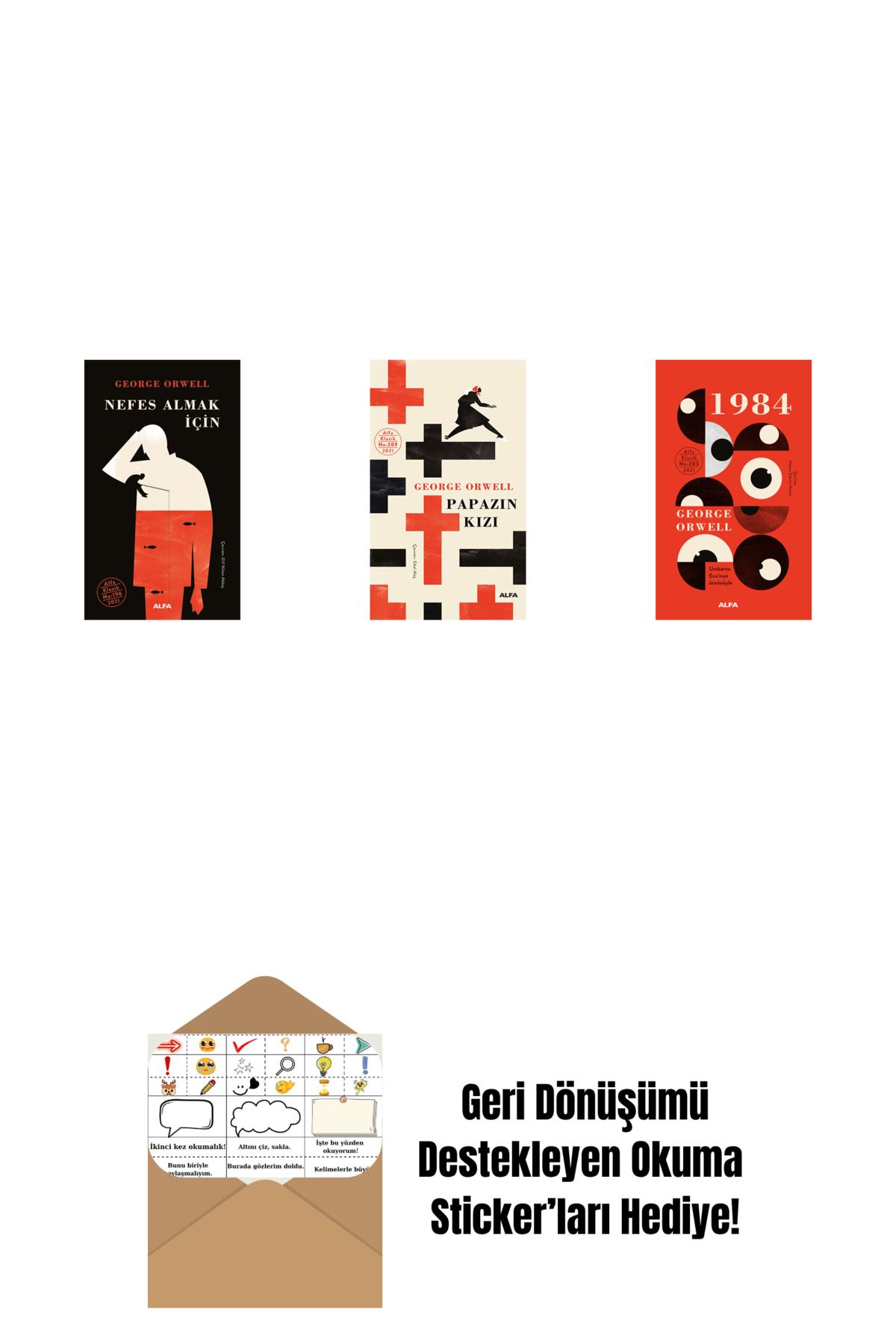 Alfa Yayınları Nefes Almak İçin (Ciltli) + Papazın Kızı ( Ciltli ) + 1984 (Ciltli) + Okuma Sticker'ları