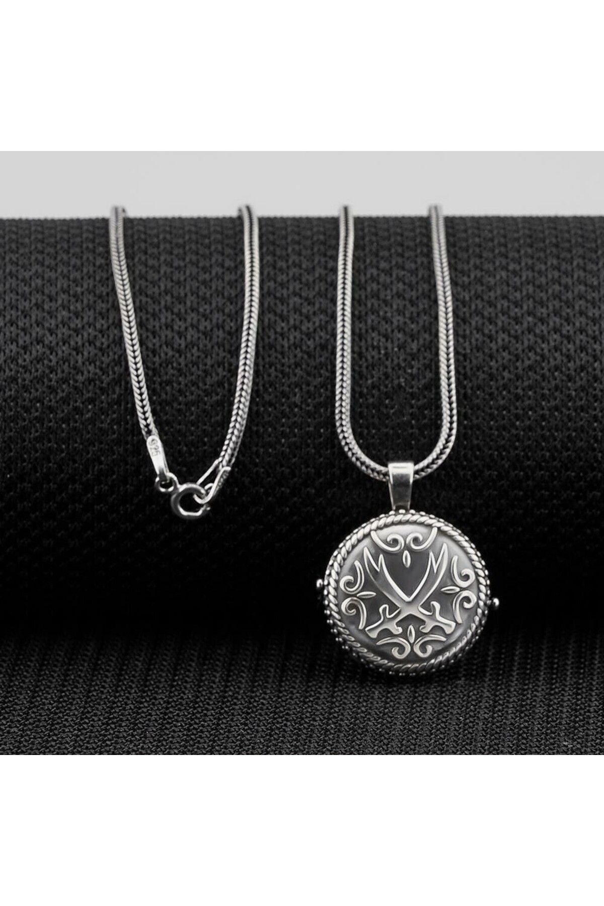 shop Çift Taraflı Zulfikar Desenli Açılabilir Cevşen 925 Ayar Gümüş Erkek Kolye