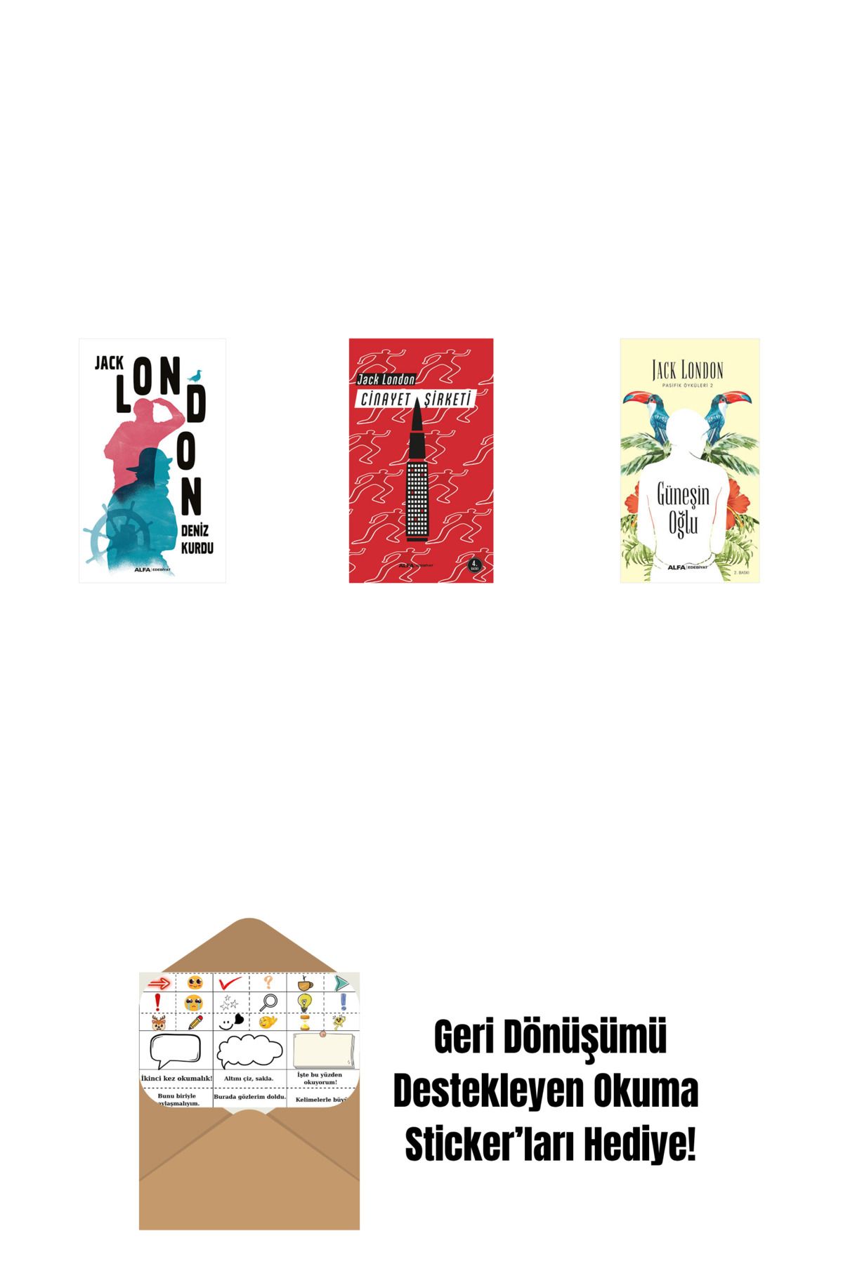 Alfa Yayınları Deniz Kurdu + Cinayet Şirketi + Güneşin Oğlu + Okuma Sticker'ları