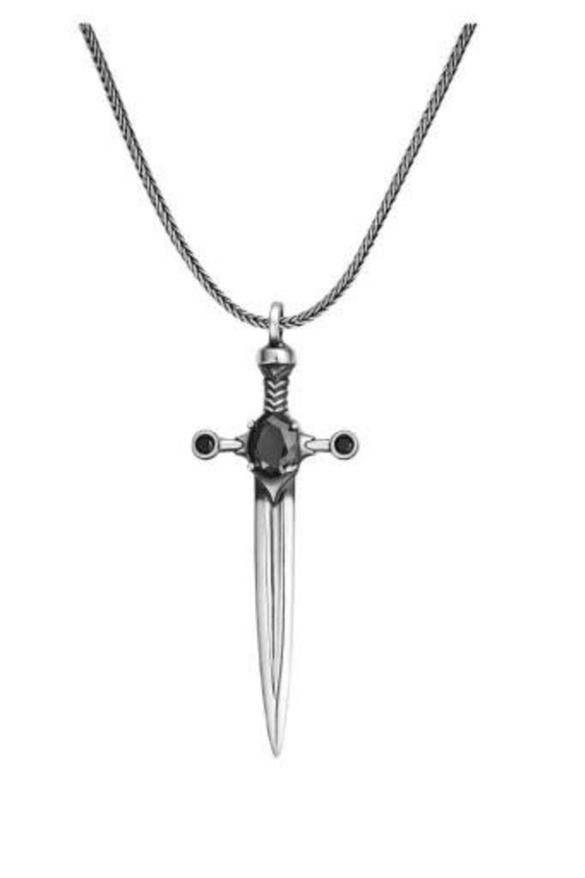 shop Zirkon Taşlı Şovalye 925 Ayar Gümüş Erkek Kolye