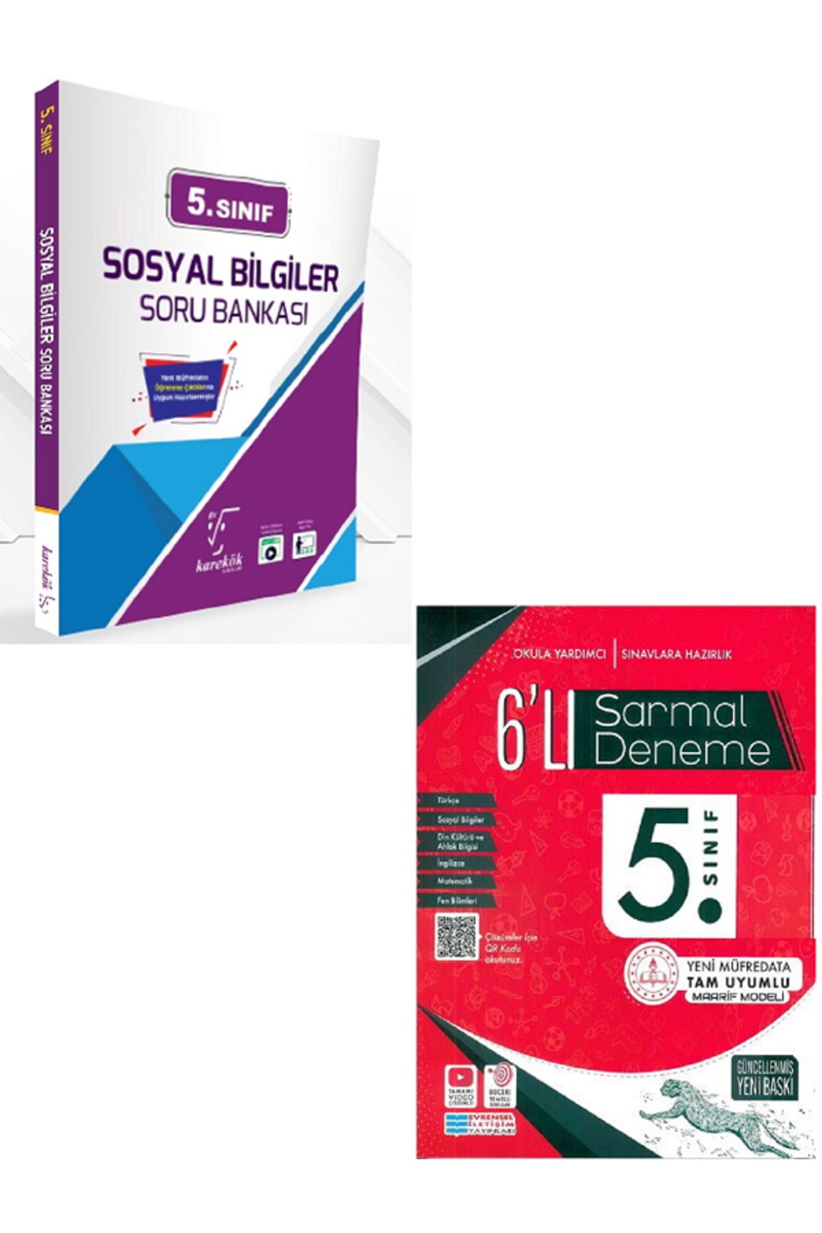 Evrensel İletişim Yayınları 5.Sınıf Karakök Sosyal Bilgiler Soru Bankası + 5.Sınıf Evrensel 6'Lı Sarmal Deneme / 2 KİTAP