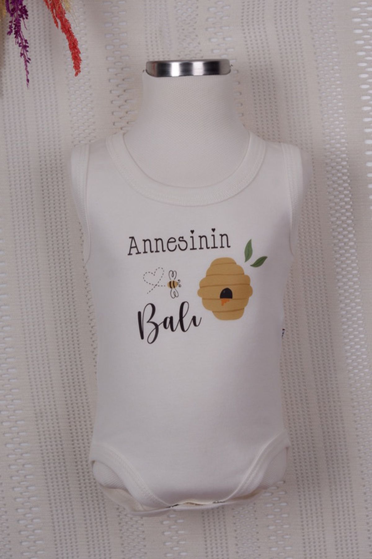 LilJoy Annesinin Balı Baskılı Bebek Body Zıbın %100 Pamuk