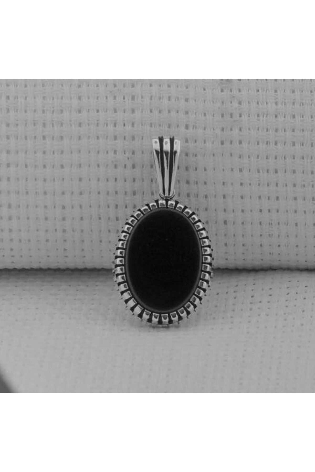 shop Siyah Oniks Taşlı Oval 925 Ayar Gümüş Orta Boy Erkek Kolye Ucu