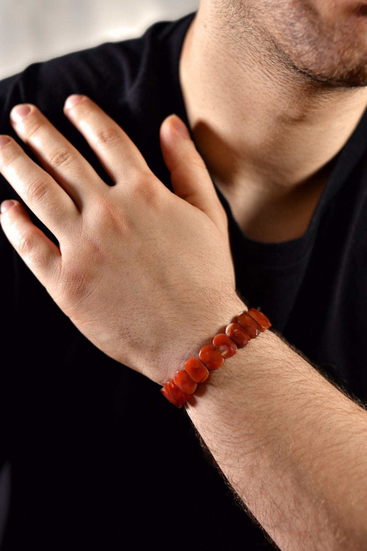 signoraerica Akik Özel Kesim Doğal Taş Unisex Bileklik
