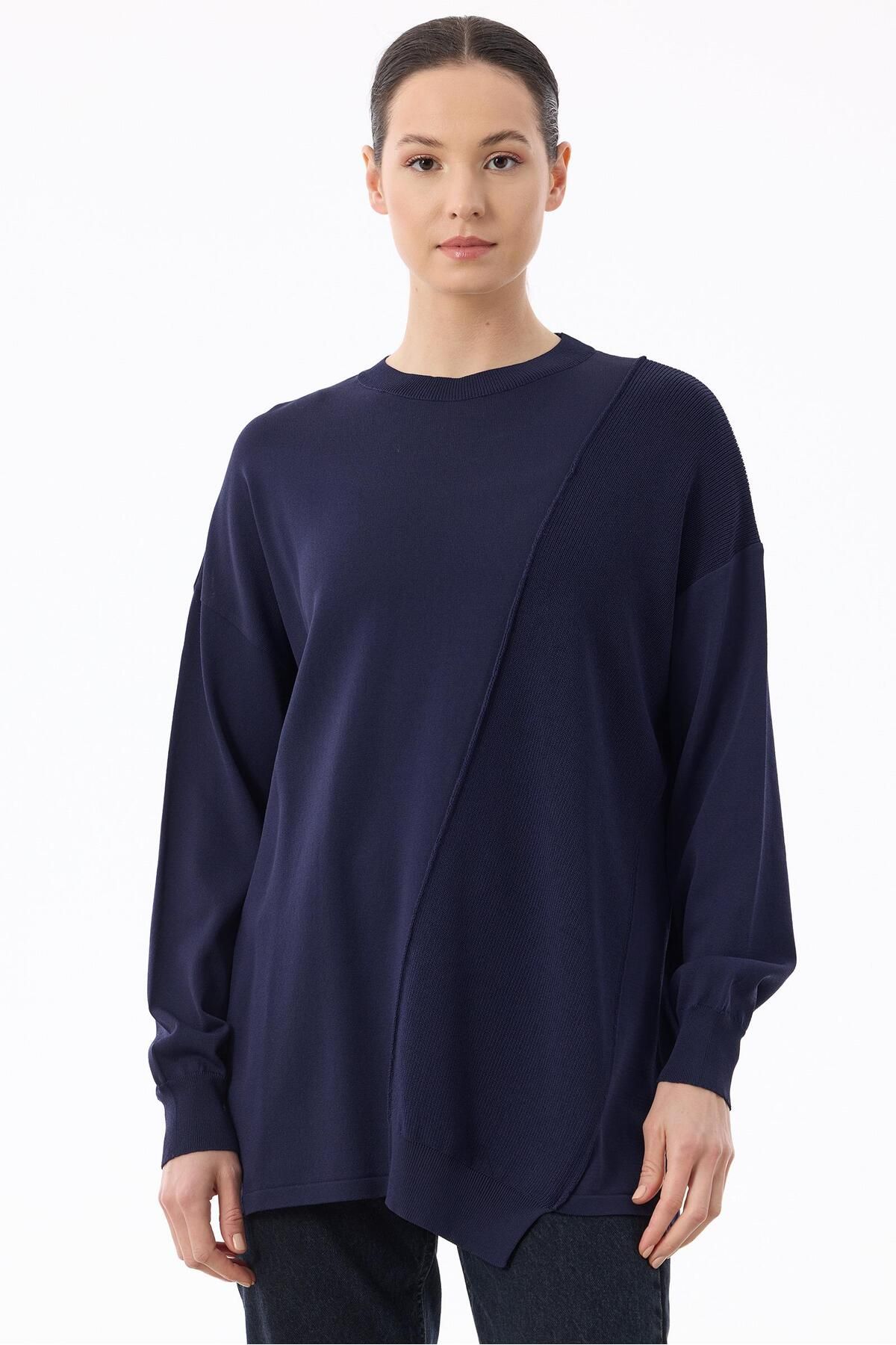 Tığ Triko Örgü Detaylı Rayon Tunik K.LACİVERT