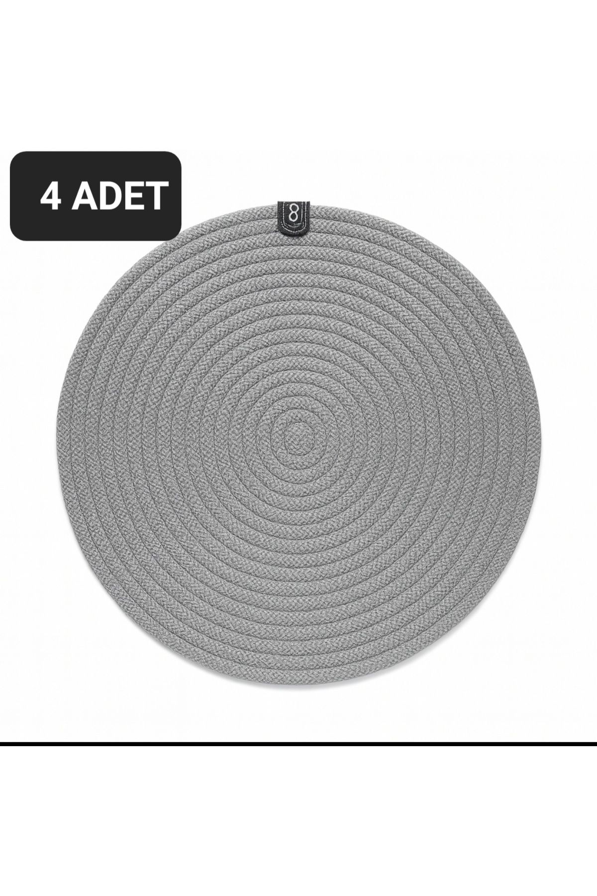 UPEKA 4'lü Jütip Supla Yuvarlak Amerikan Masa Servis Gri Renk 28X28cm