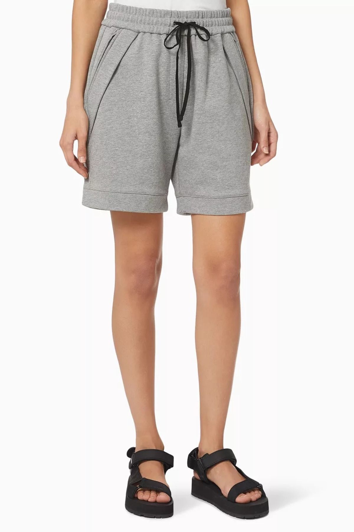3.1 Phillip Lim French Terry Şort %100 Pamuk, Fermuarlı Cepli Modern Athleisure Stil