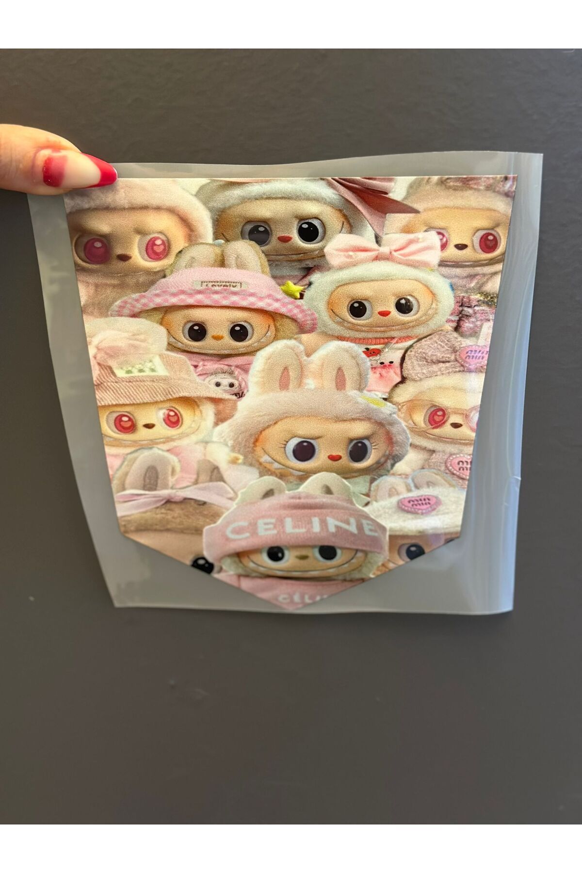 Gönülden Tasarım ÜTÜ İLE YAPIŞAN LABUBU CEP ARMA 16X14 CM