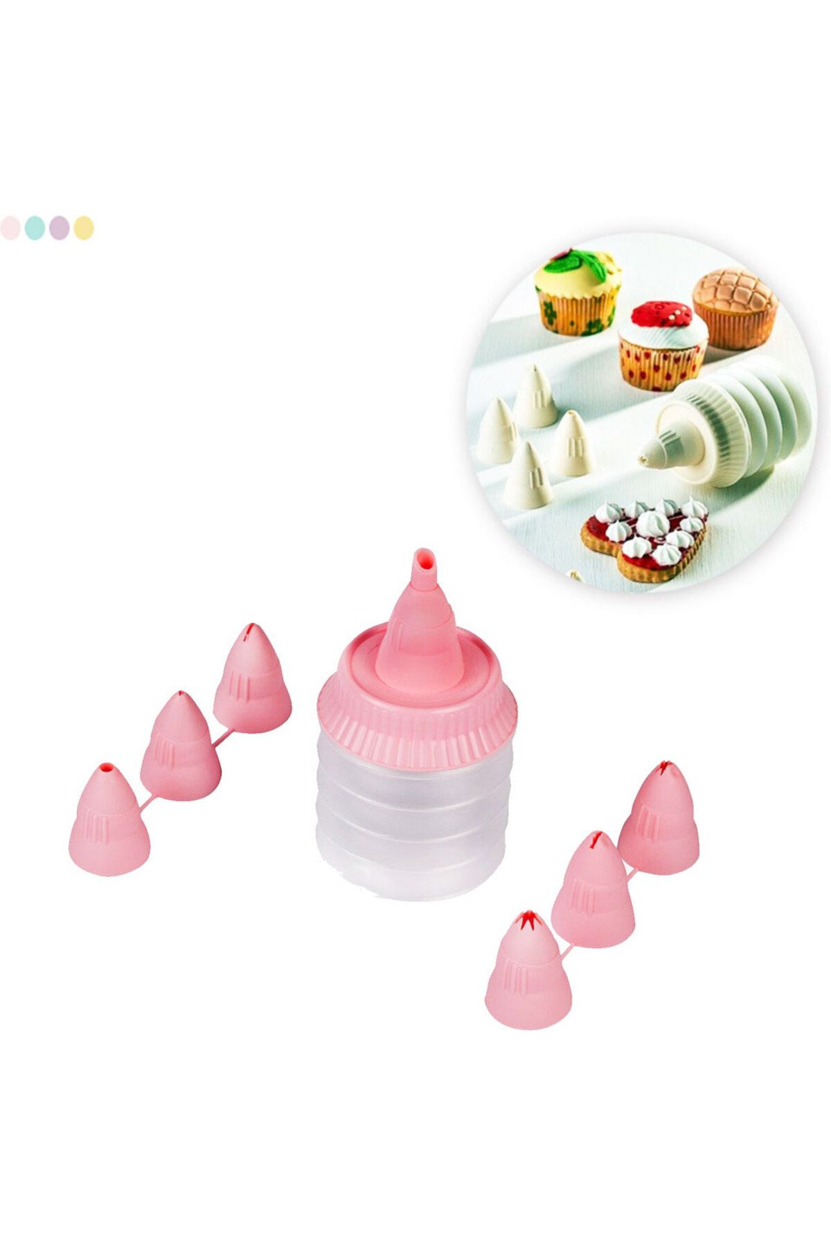 SİHİRLİ AYAKLAR Pratik Mini 6 Adet Değişebilen Başlıklı Krema Pompası Cupcake Pasta Süsleme BPA Free