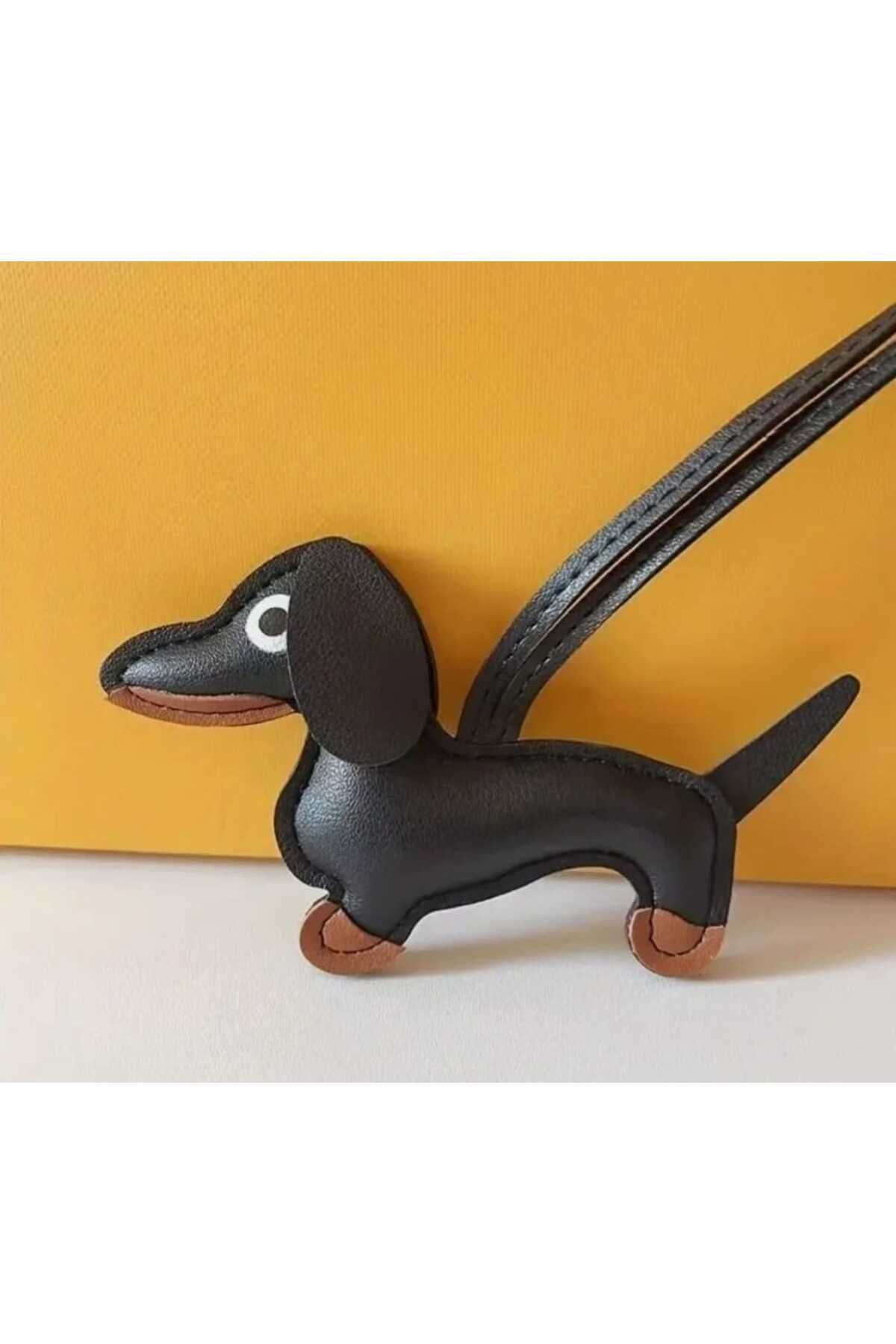 TanLight SİYAH KAHVERENGİ ÇİZGİ FİLM DACHSHUND KÖPEK BÜYÜSÜ ÇANTA CHARMI