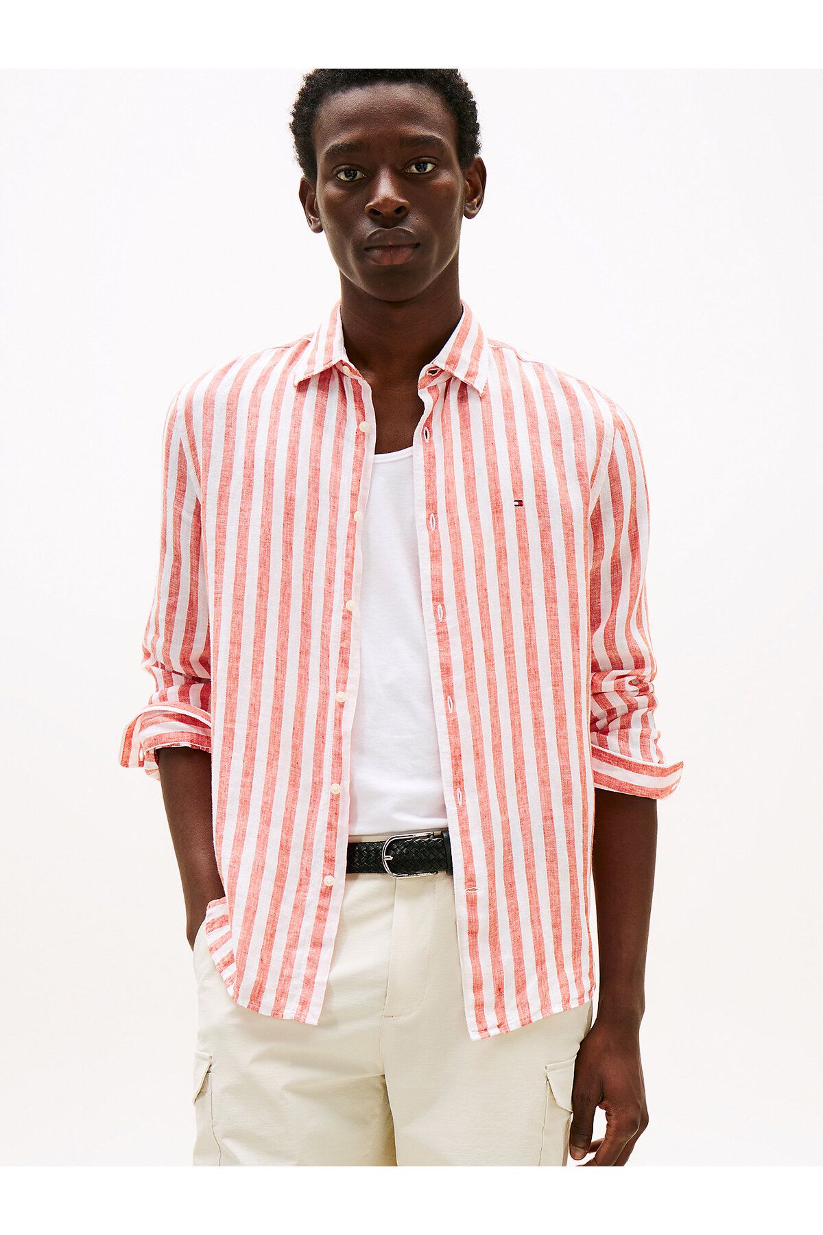 Tommy Hilfiger Regular Fit Stripe Linen Shirt