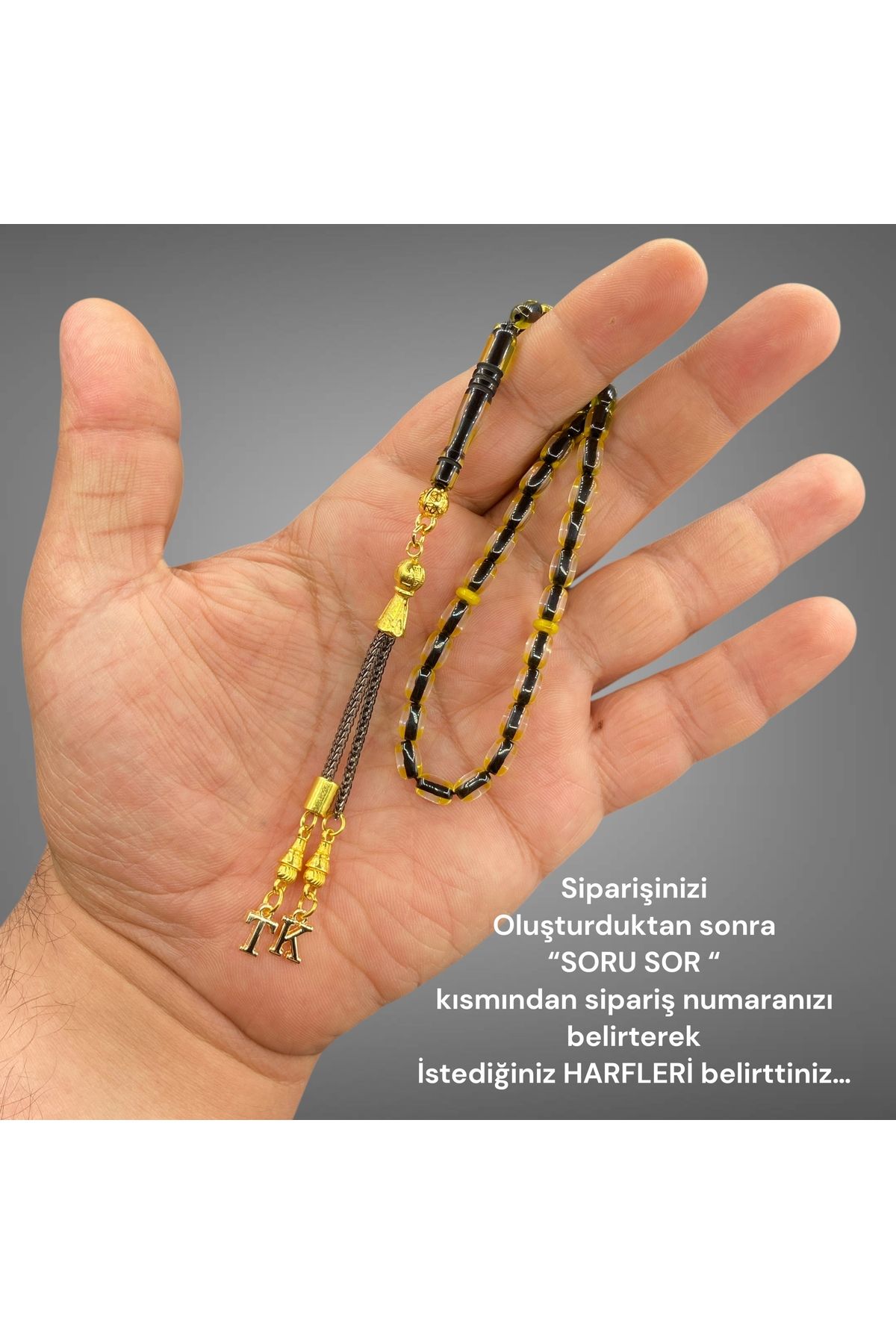 Kt BİLEK BOY HARFLİ TESBİH SÜRMELİ TOZ KEHRİBAR TESBİH