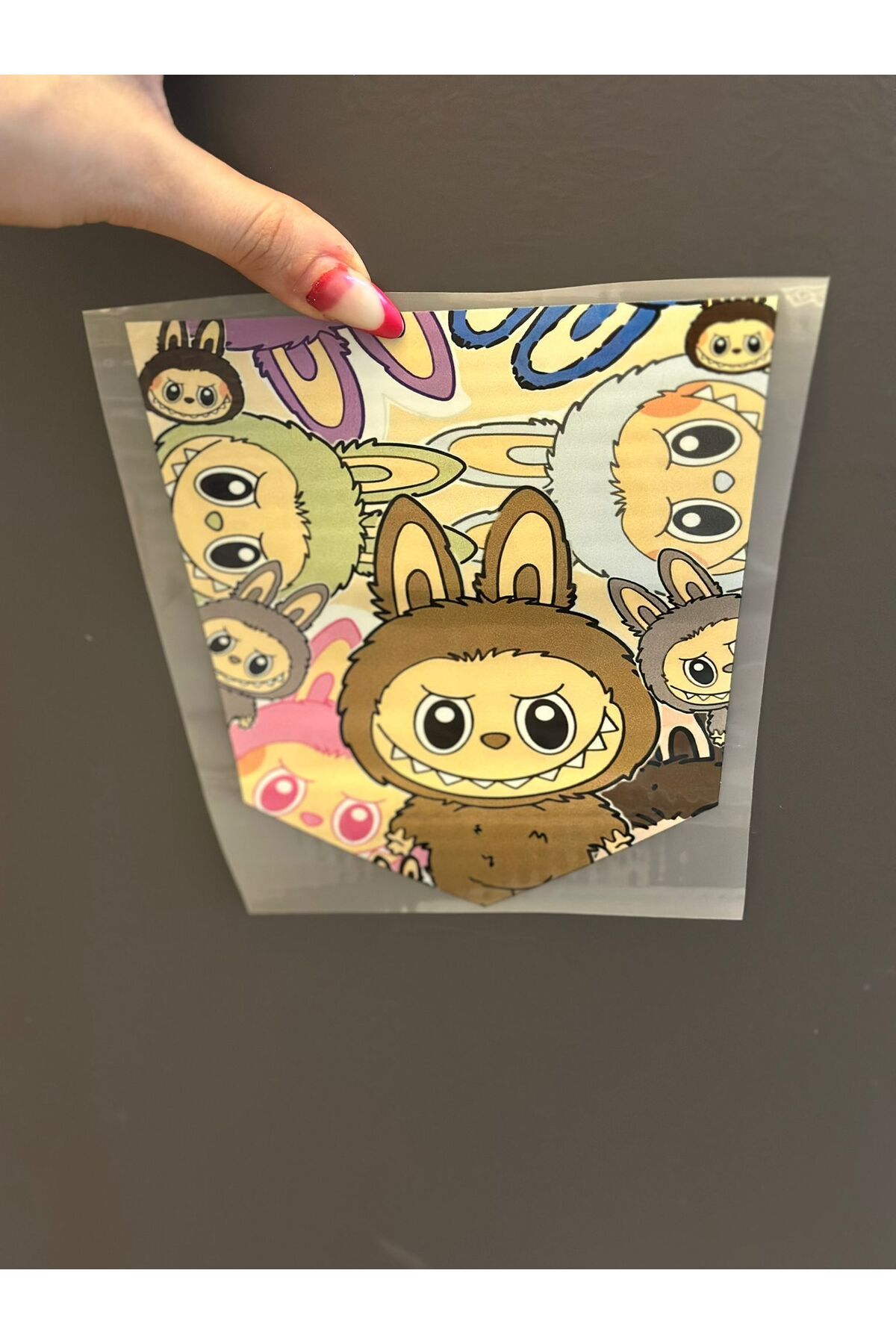 Gönülden Tasarım ÜTÜ İLE YAPIŞAN LABUBU AİLE TRANSFER BASKI ARMA 18X16 CM