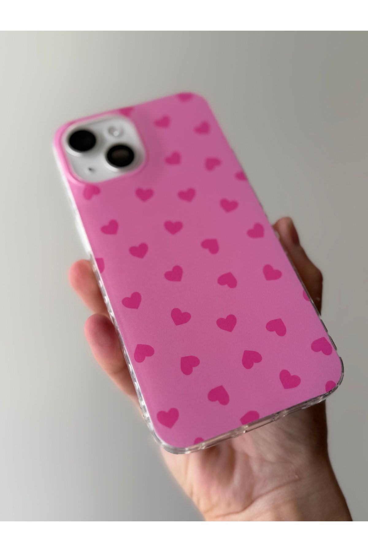 FİŞNEİLETİŞİM İPHONE 14 PLUS/15 PLUS UYUMLU PEMBE KALPLİ KILIF