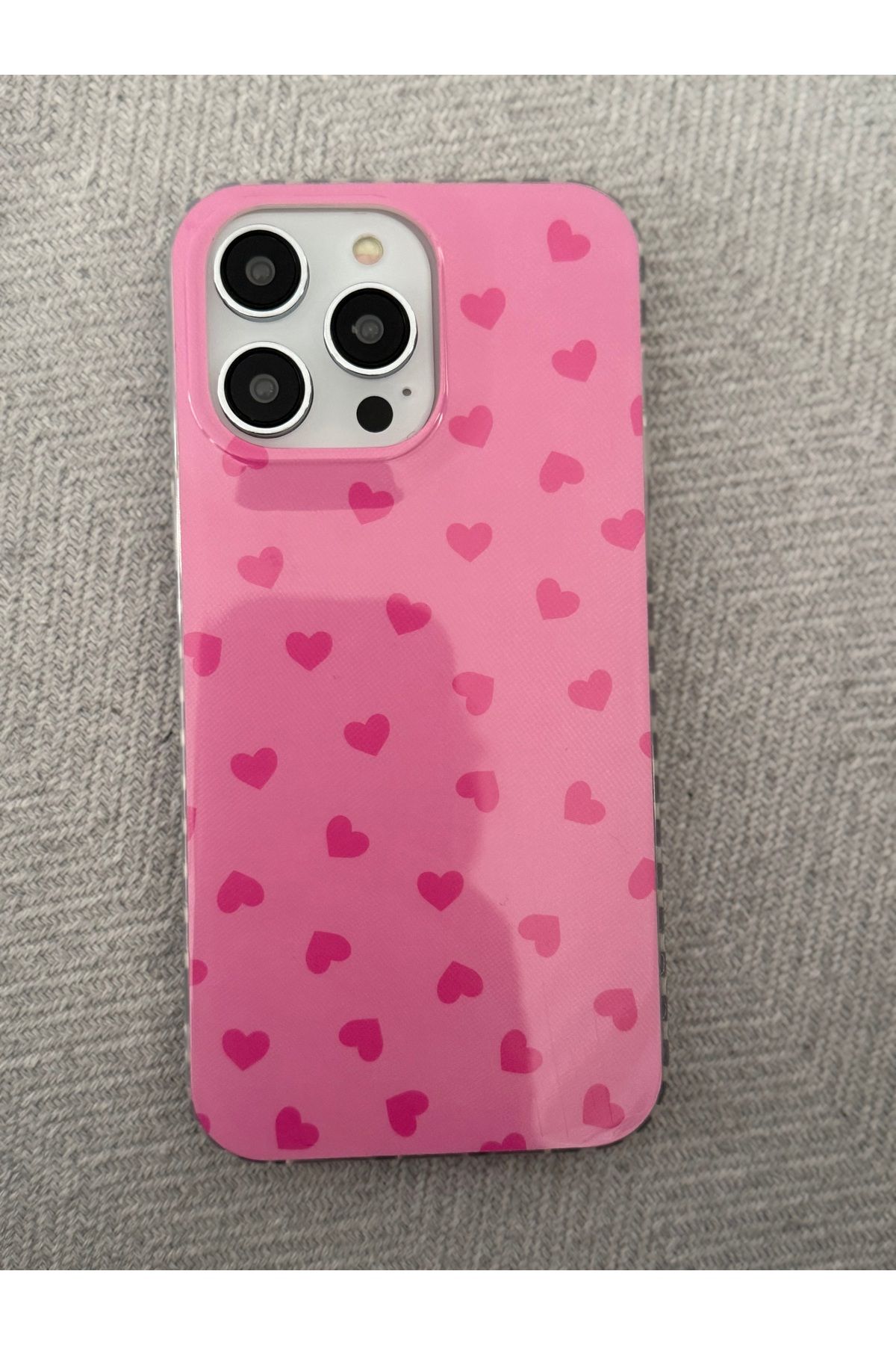 FİŞNEİLETİŞİM İPHONE 15 PRO UYUMLU PEMBE KALPLİ KILIF