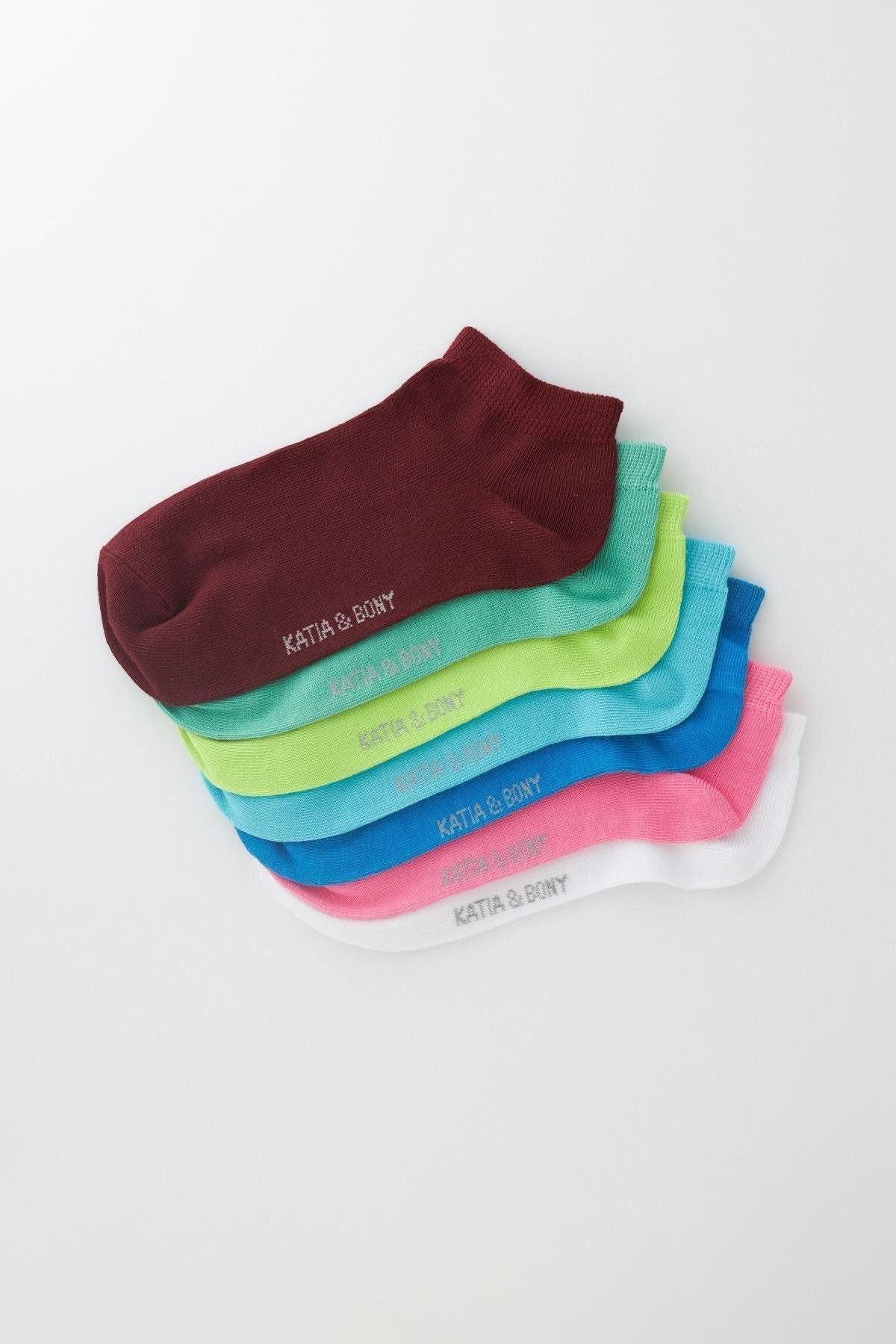 BONY SOCKS Kadın Karışık Renkli 7'li Patik Çorap