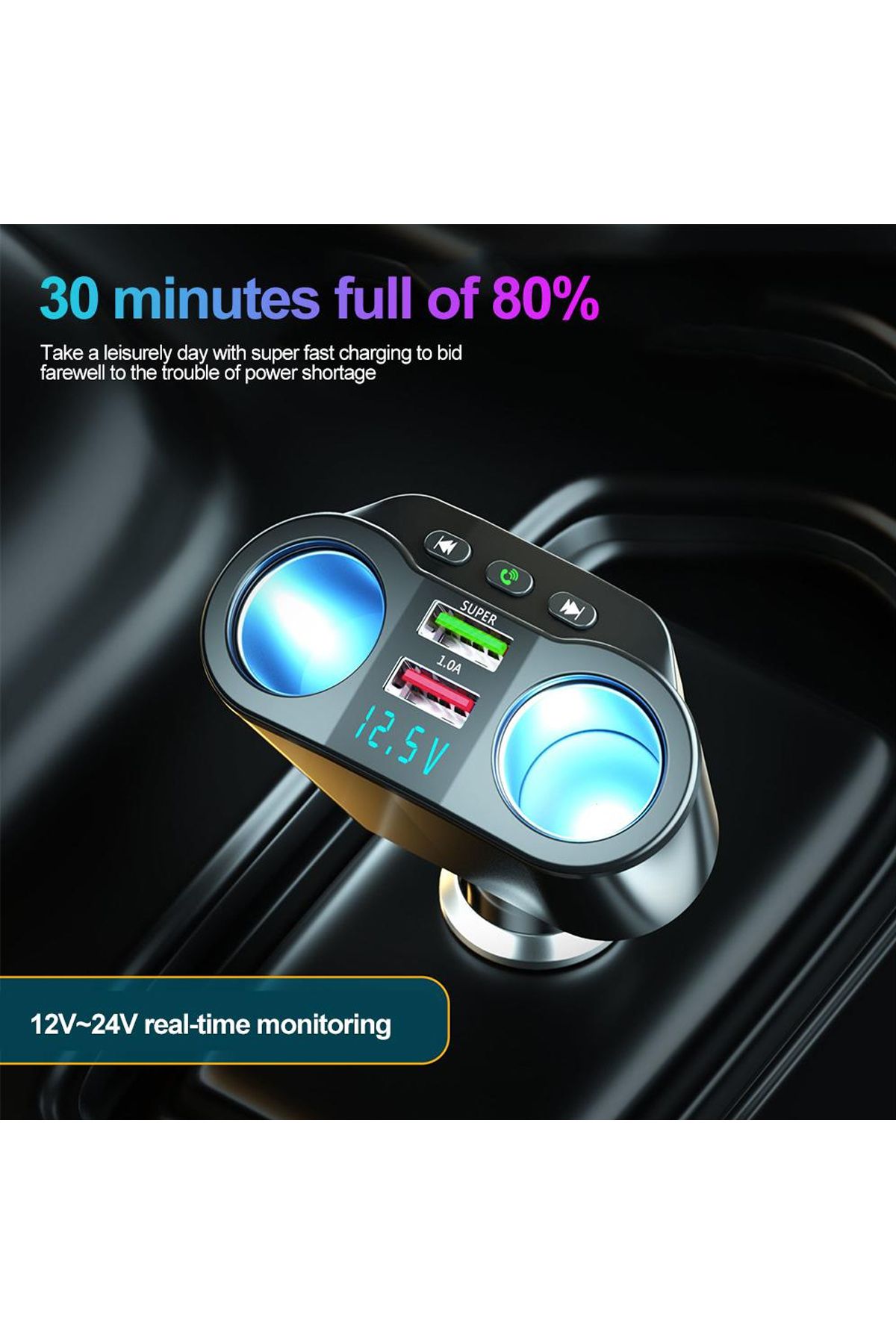 Generic-Maketop MK CR-G870 Car MP3 Player Bluetooth FM Transmitter with Dual USB Fast Charging 3.1A 6