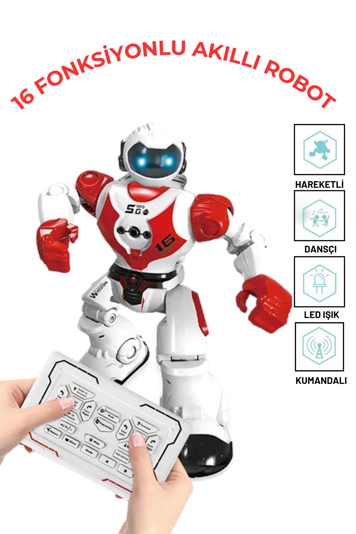 giffy Oyuncak 16 Fonksiyonlu Şarjlı Uzaktan Kumandalı Akıllı Robot Sesli Işıklı Programlama Dans Moonwalk
