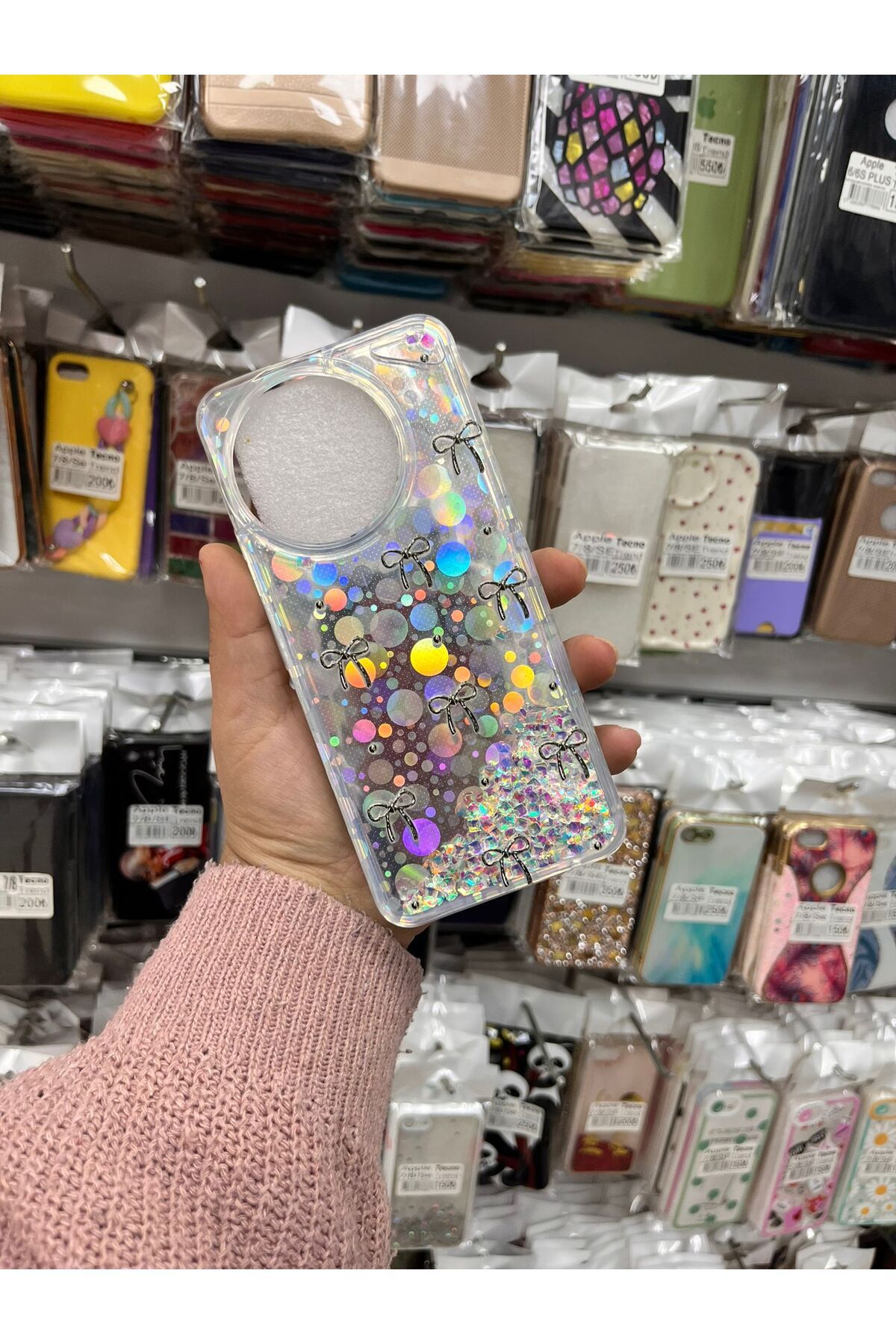 TECNOTREND Tecno Spark 30 Pro Sulu parıltılı Hologramlı şeffaf silikon kılıf