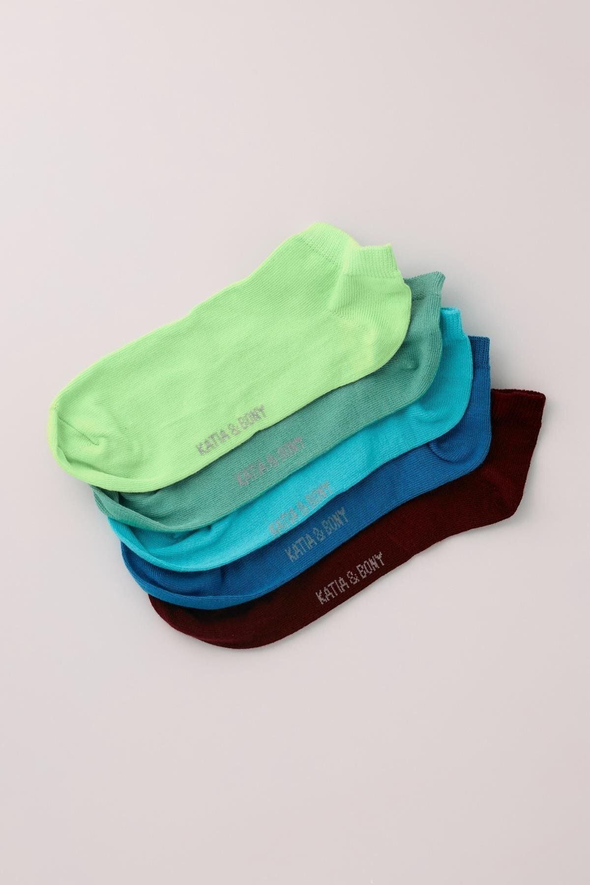 BONY SOCKS Kadın 5'li Step Çorap Mavi Mix