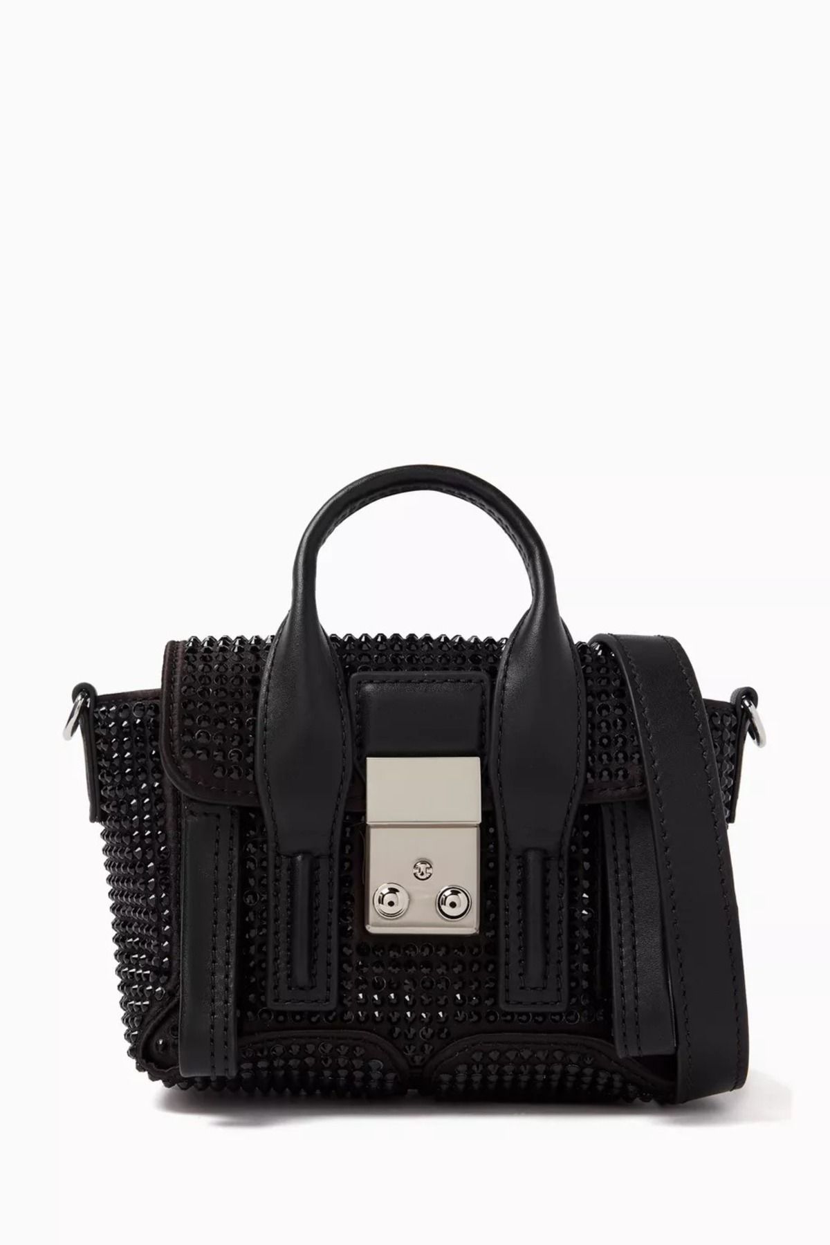 3.1 Phillip Lim Nano Pashli Kristal Çanta Saten, Taşlı, Çapraz Askılı ve Şık Tasarım