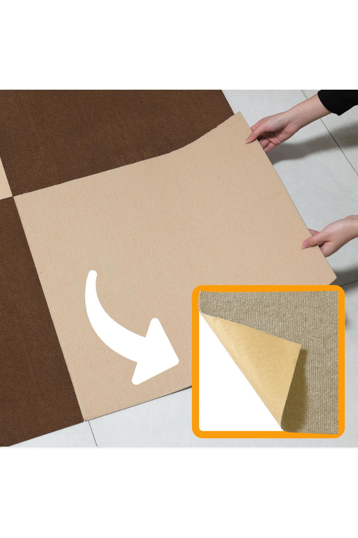 BEYLİNİ Kendinden Yapışkanlı Halıfleks Keçe Kaymaz Ev Tekne Ofis Yat Denizlicik Marina Karo Halısı 40x40 CM