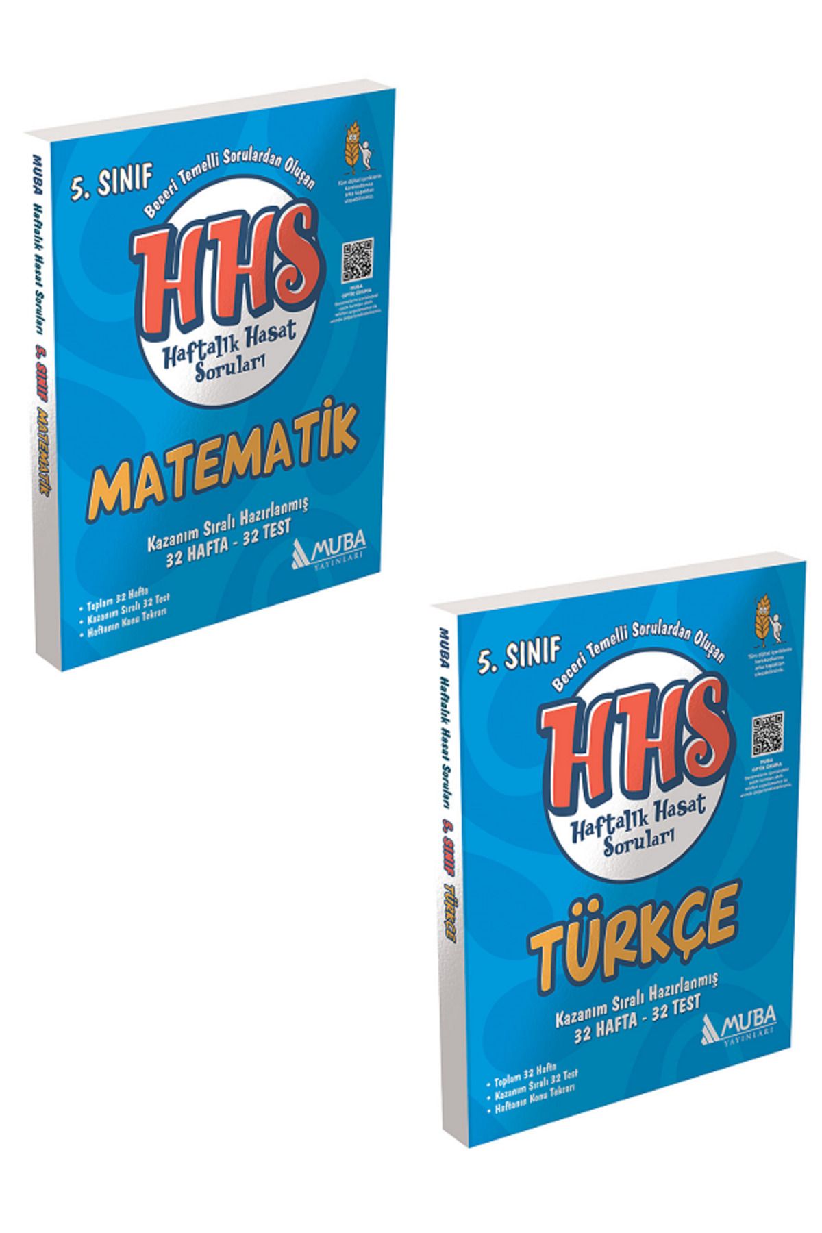Evrensel İletişim Yayınları 5.Sınıf Muba HHS Matematik + Türkçe Haftalık Hasat Sorular / Beceri Temelli Sorular / 2 KİTAP