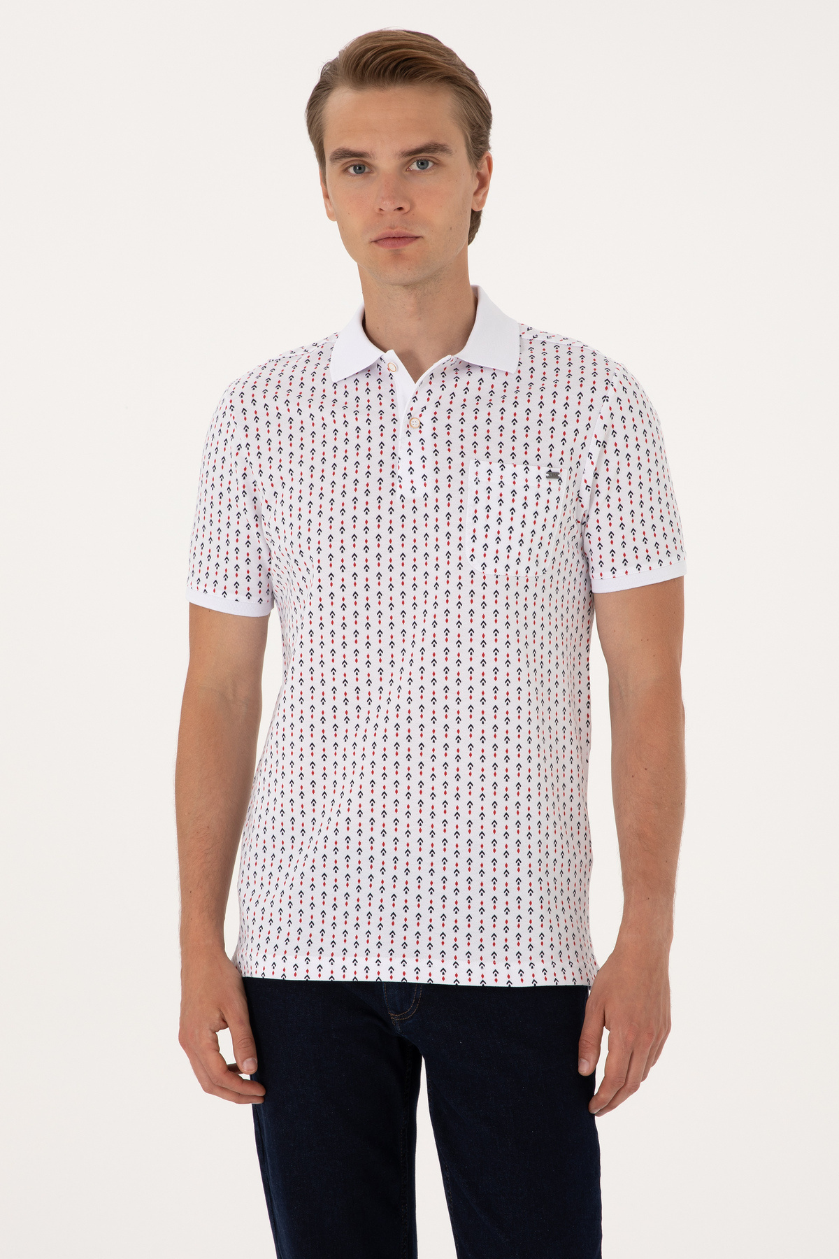 پولو شرت مردانه یقه دار معمولی فیت سفید برند یو اس پولو کد:(50299637-VR013) U.S. Polo Assn.