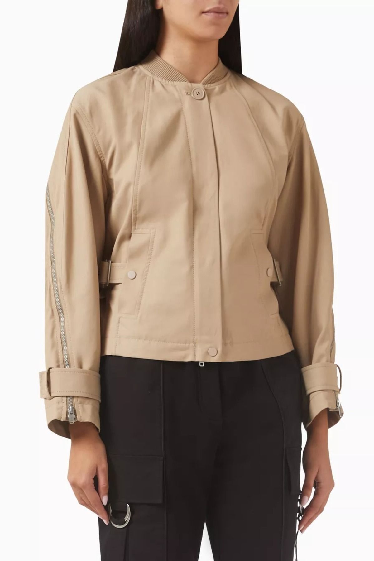 3.1 Phillip Lim Cocoon Bomber Ceket Bej, Fermuarlı, Utility Detaylı ve Şık Kesim