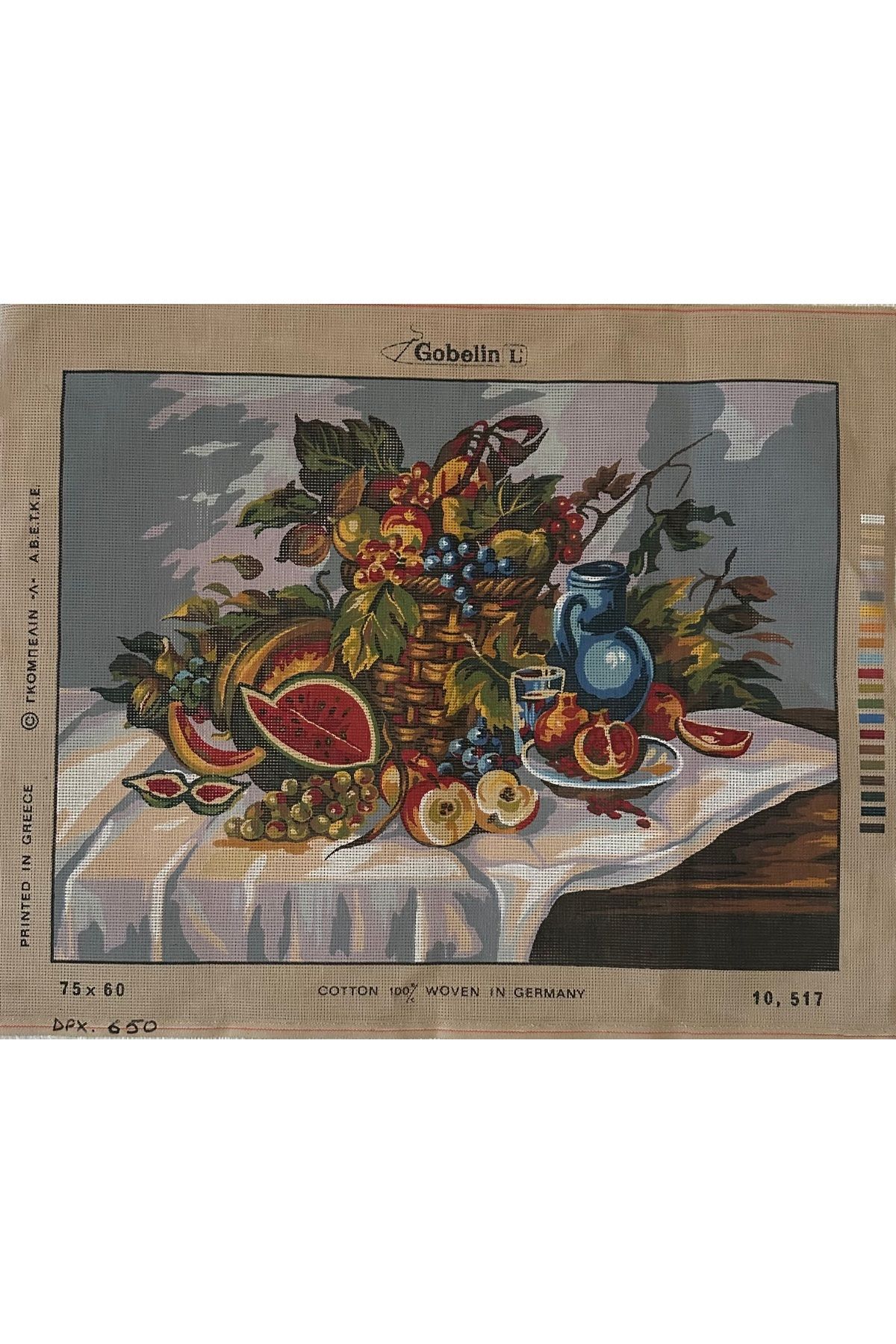 gobelin "Meyveler" natürmort kanvas goblen şablonu (ipsiz). 75x60 cm
