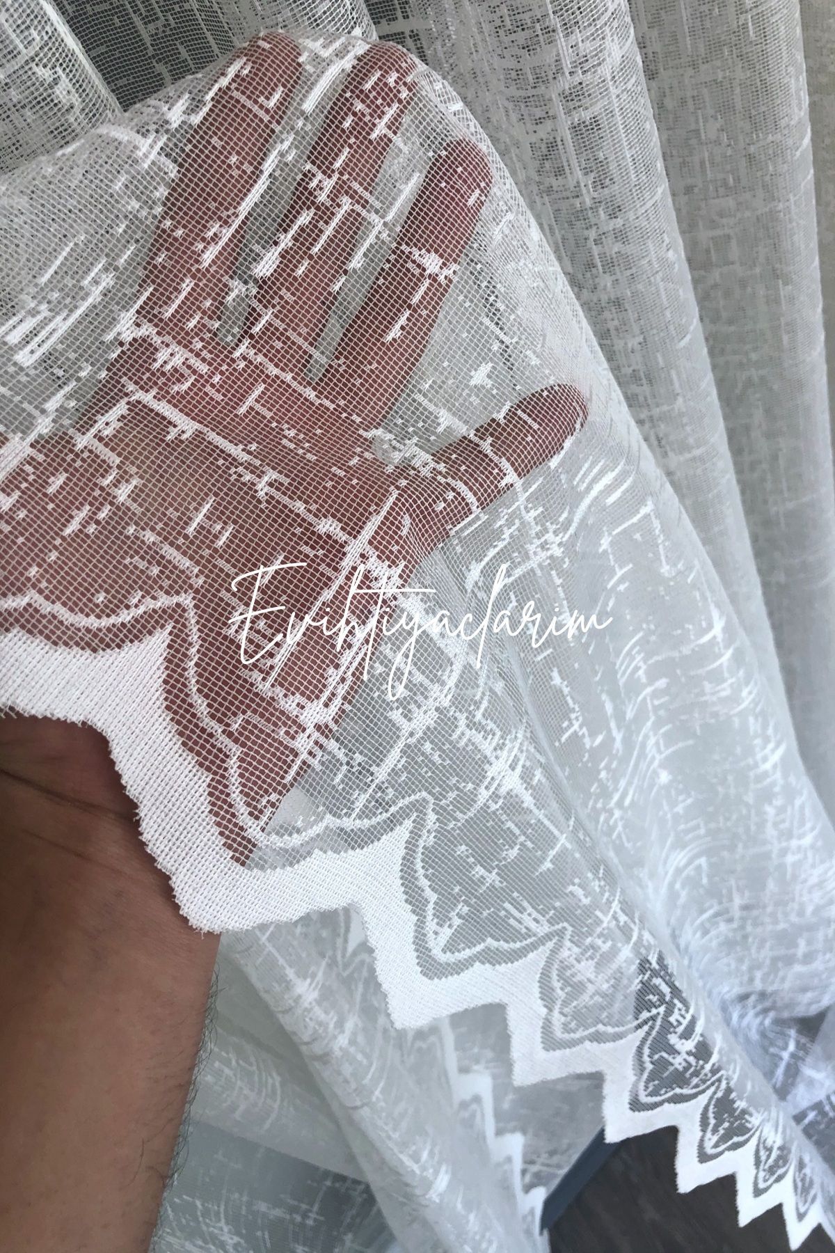 evihtiyaclarim by IOC-Ironing-Free, Wrinkle-Free, Suitable for All Rooms, Cationic Knitted Model 1/3 Tight Pleated Tulle Curtain 5