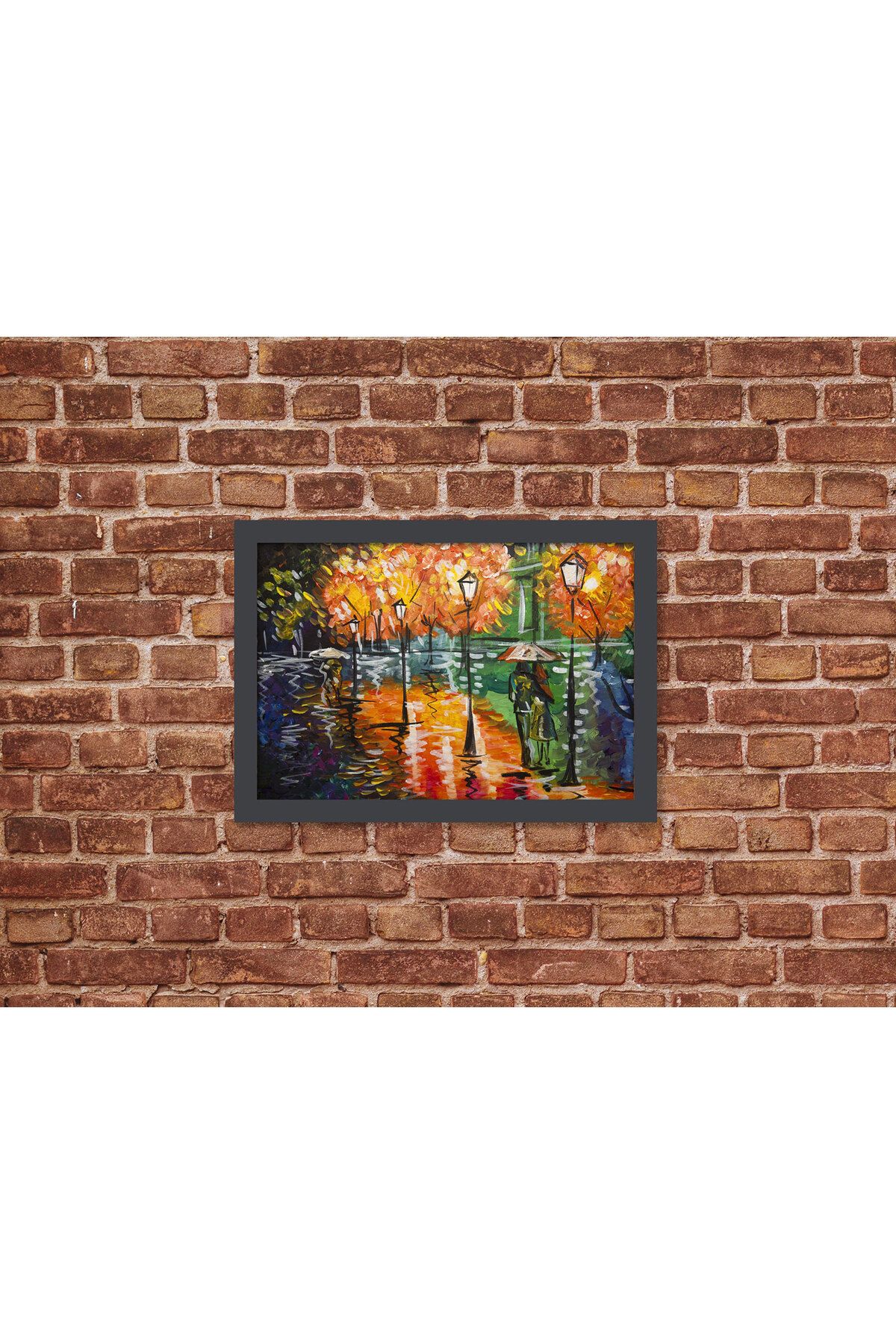 Letbil Reklam Ahşap Kendinden Çerçeveli Tablo - Afremov - Aşk Yolu Yağlı Tablo, Standart - 20x28cm