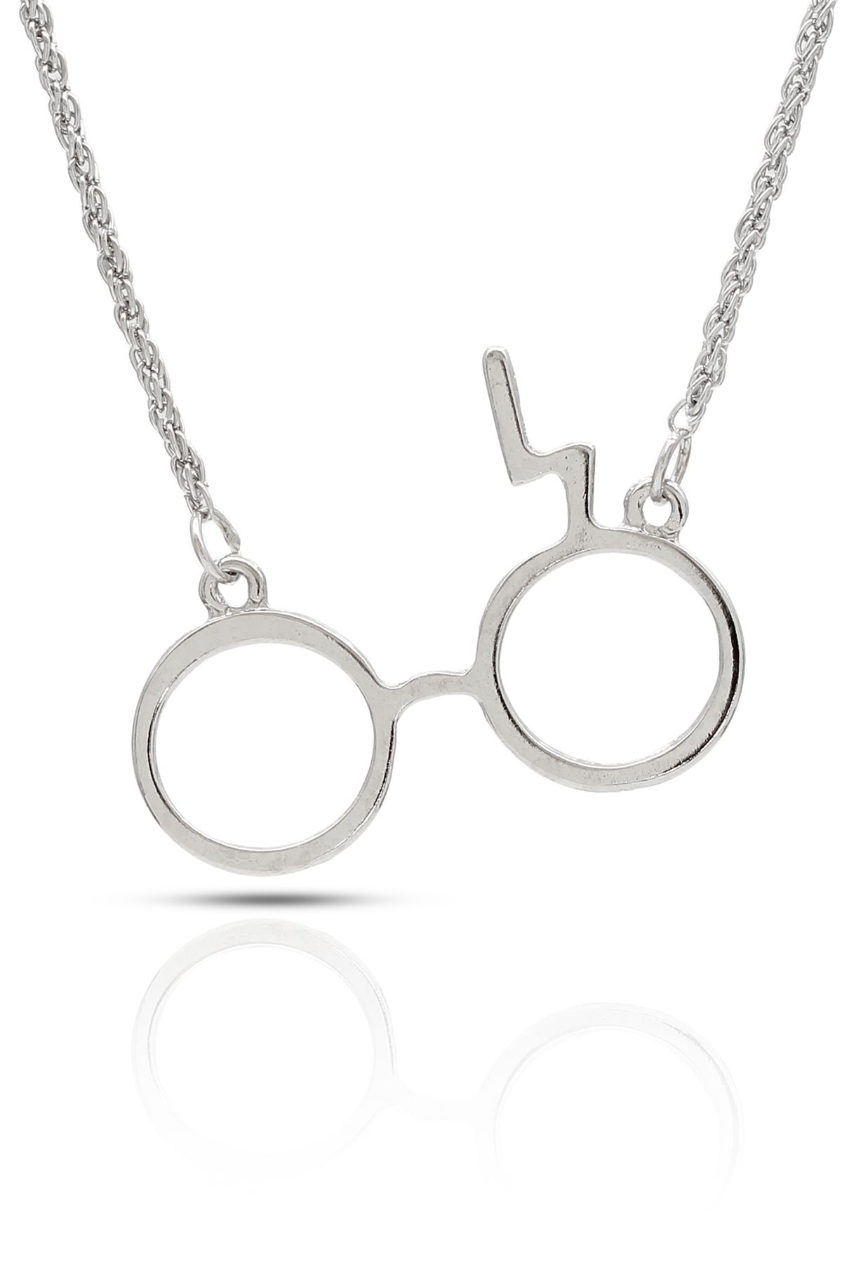 kolbi Harry Potter Gözlük Model Kolye – Gümüş Renk Burgu Zincirli