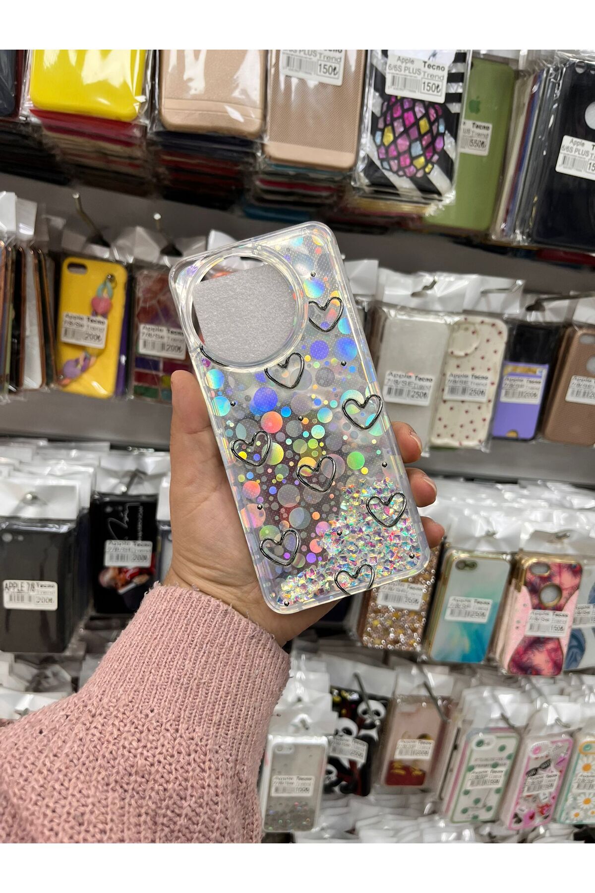 TECNOTREND Tecno Spark 30 Pro Sulu parıltılı Hologramlı şeffaf silikon kılıf