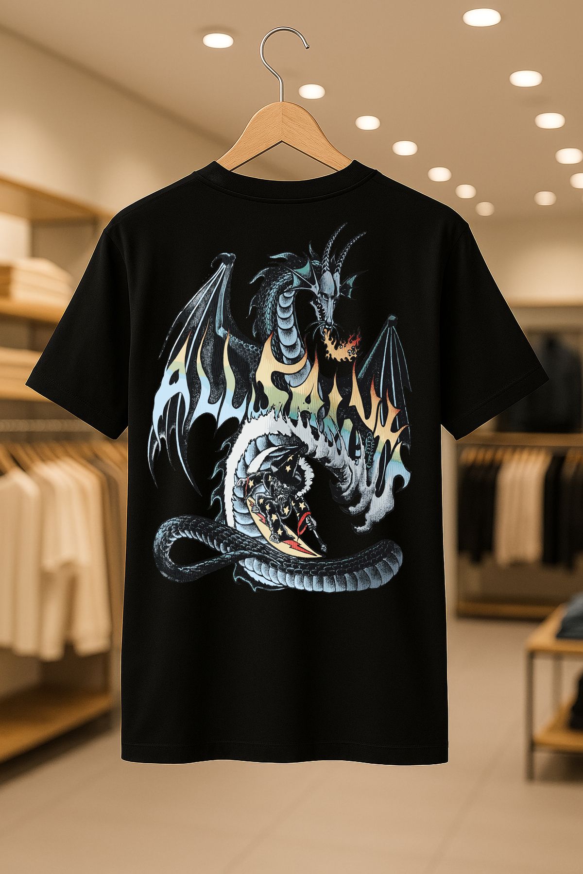 C&C OKULCUNUZ Dragon Saint Baskılı Oversize Unisex %100 Pamuklu Nefes Alan Kalin Kumaşlı T-shirt